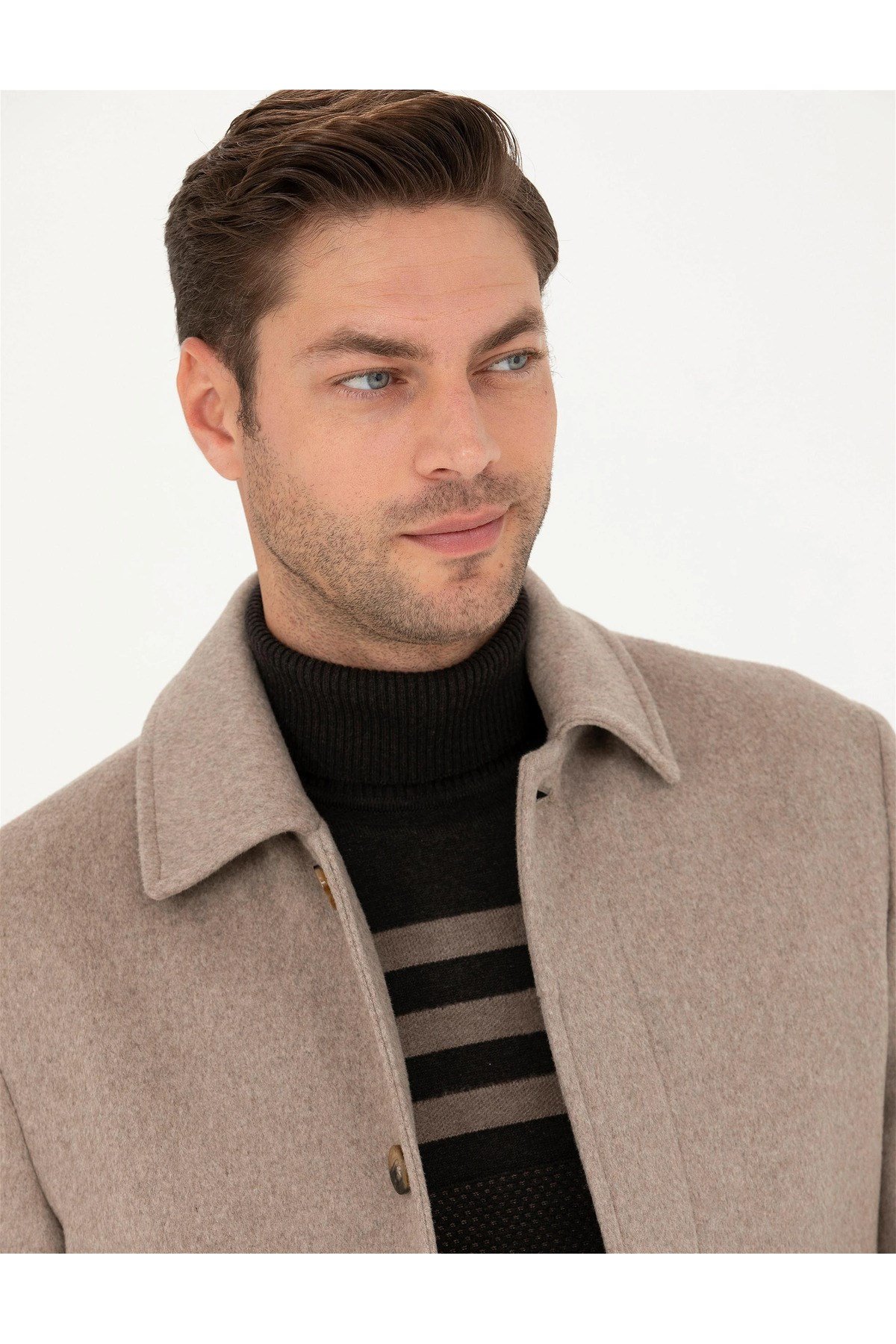 Açık Kahverengi Slim Fit Kaşe Kaban G021SZ0KS.000.1668724.VR002