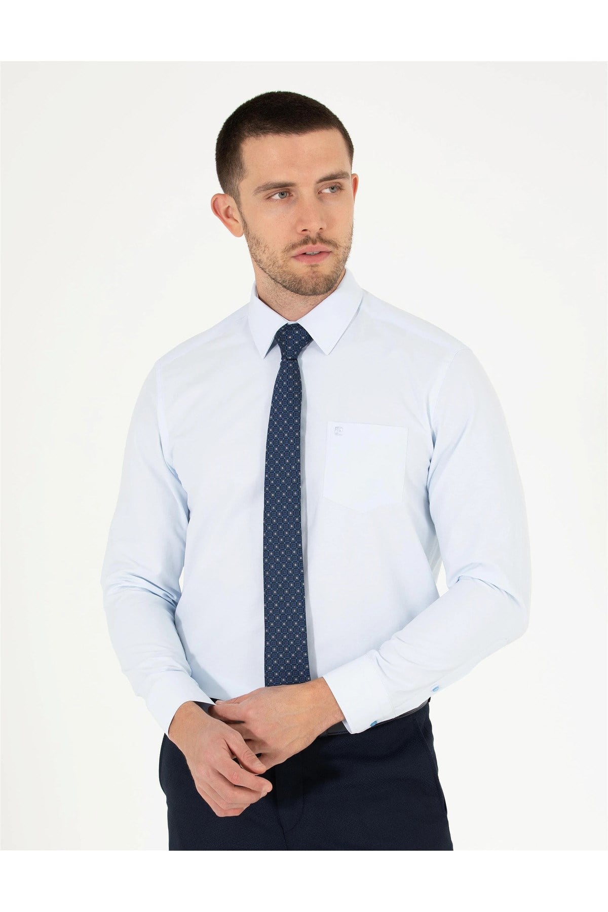 Açık Mavi Regular Fit Uzun Kollu Basic Gömlek G021SZ004.000.1619823.VR003