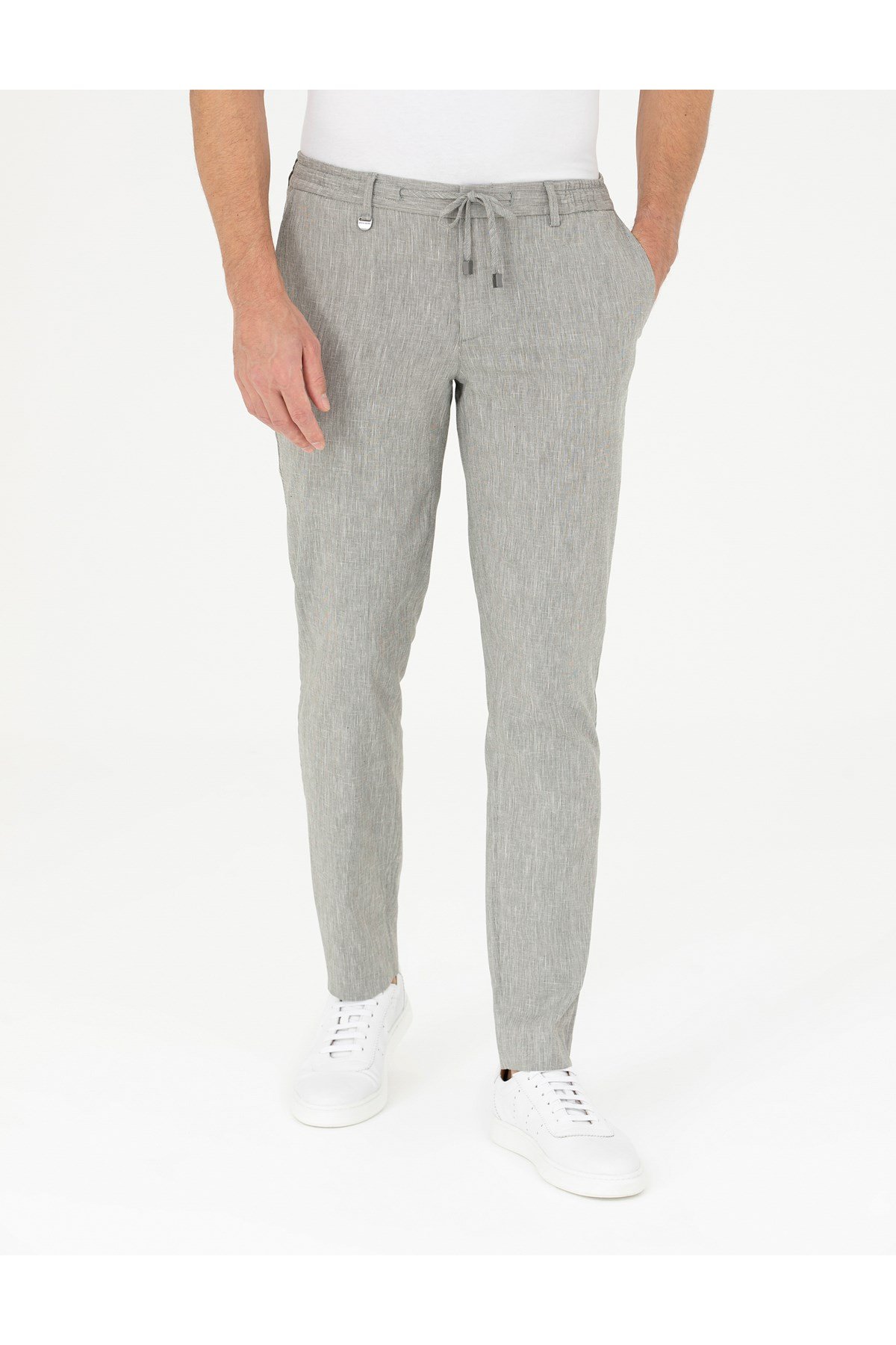 Açık Yeşil Ex. Slim Fit Keten Karışımlı Kumaş Pantolon 50284934-VR092