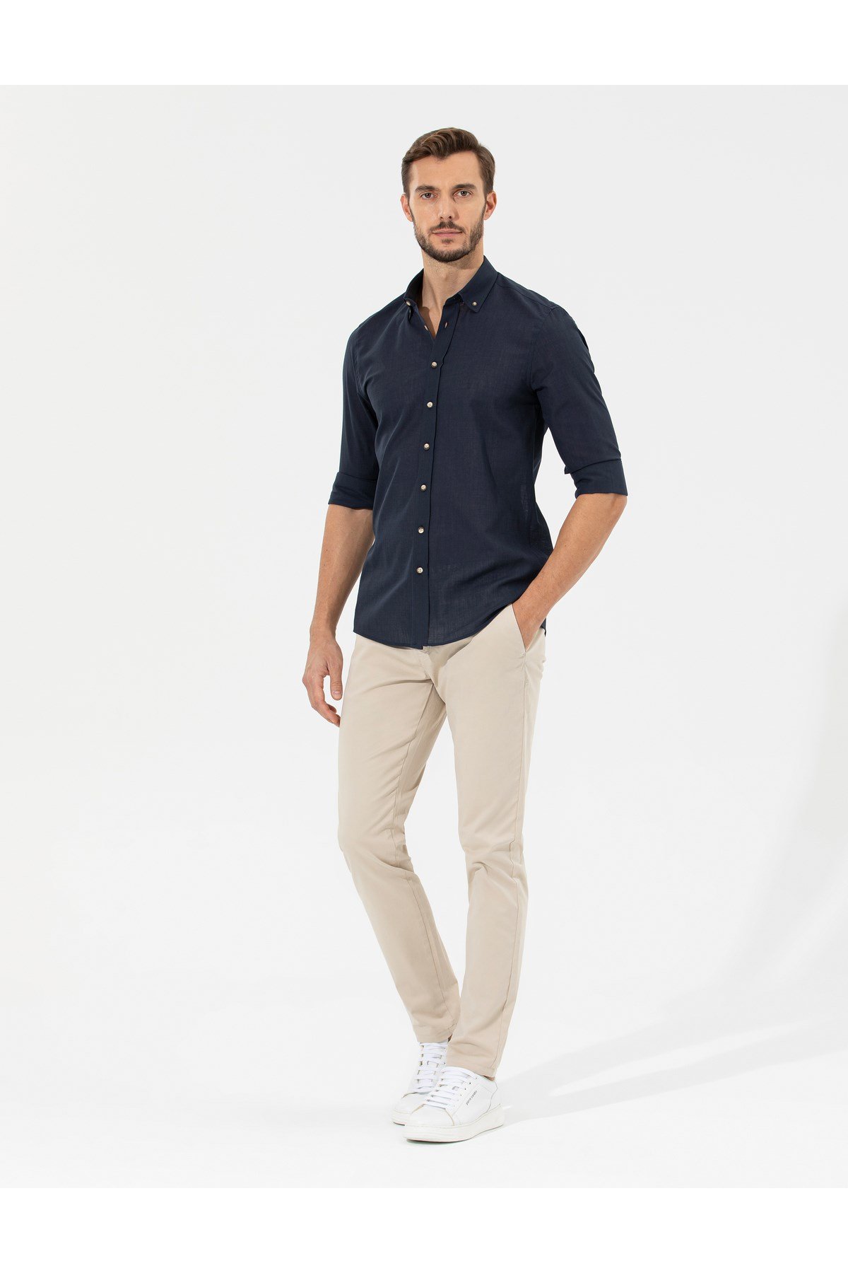 Bej Slim Fit Basic Chino Pantolon 50268098-VR011