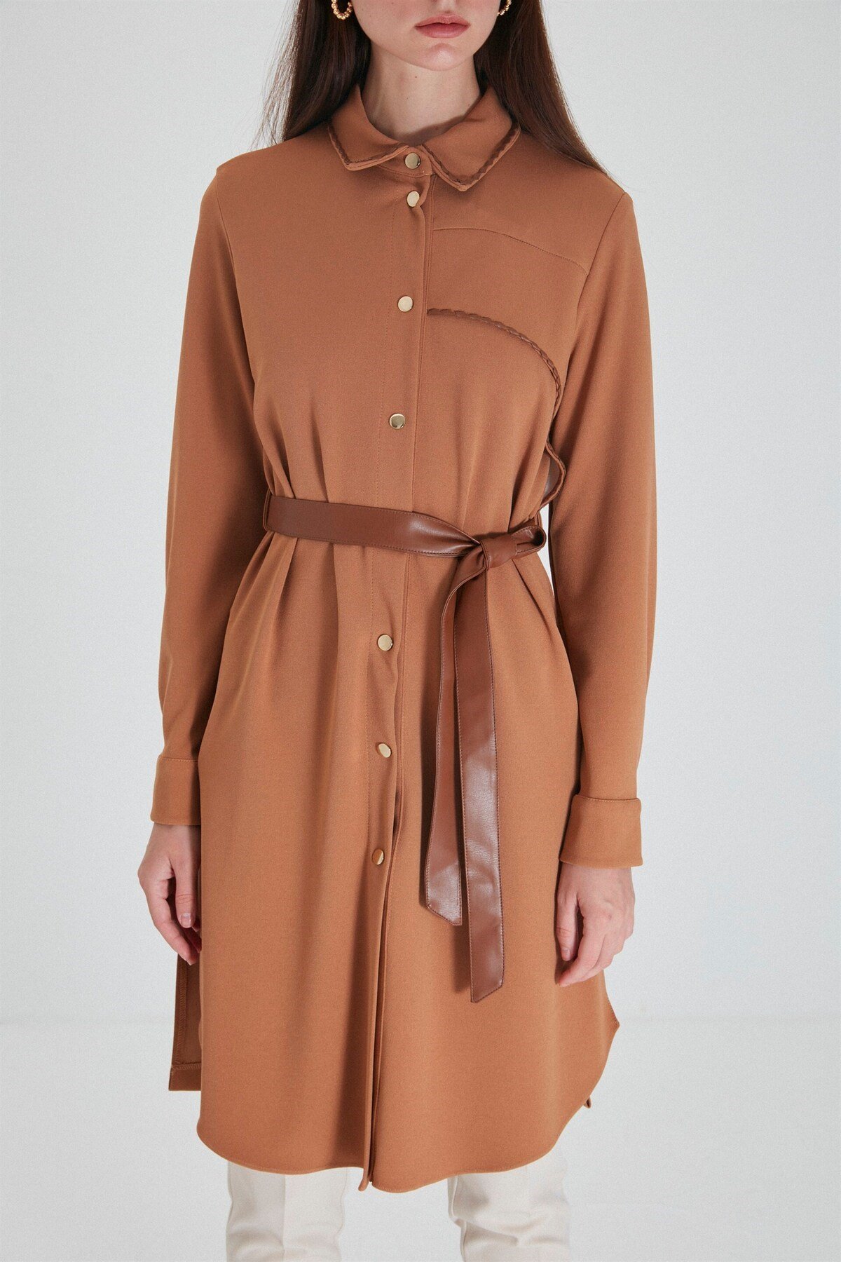 Bel Bağlamalı Camel Tunik T-1266