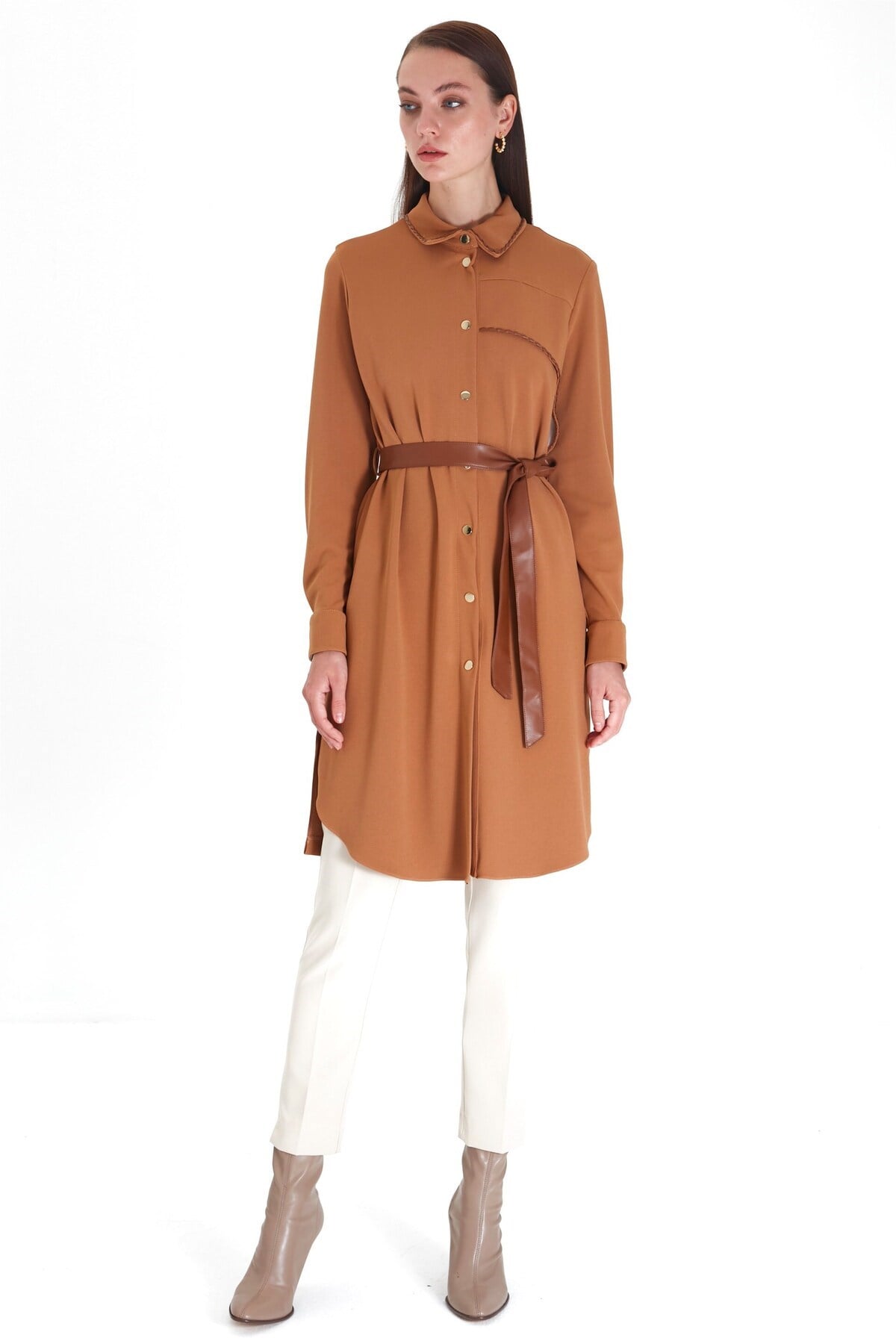 Bel Bağlamalı Camel Tunik T-1266