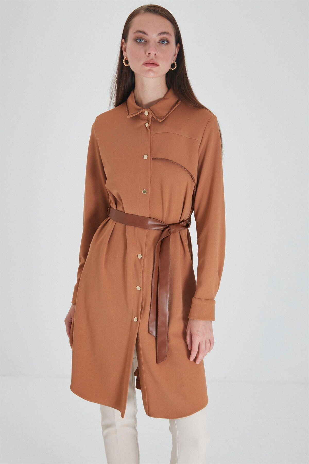 Bel Bağlamalı Camel Tunik T-1266