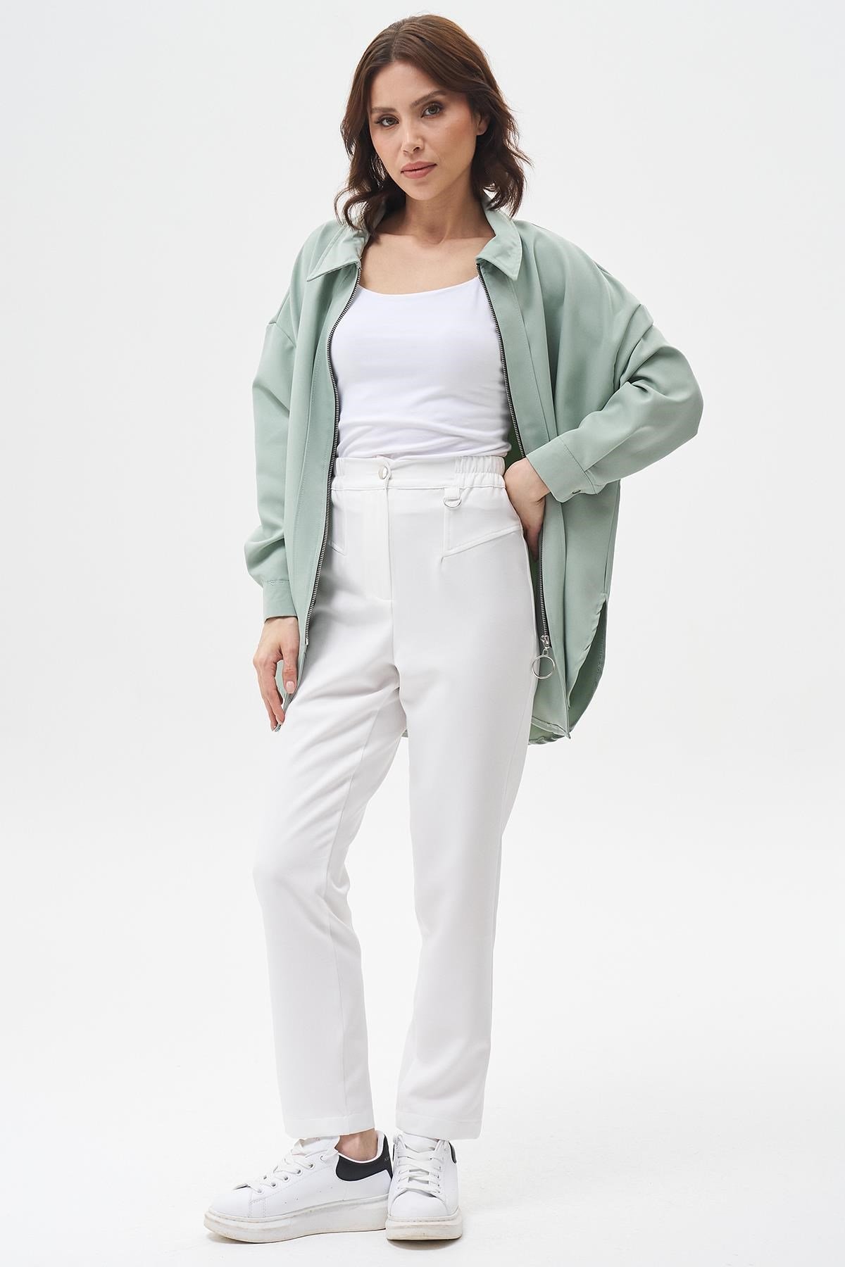 Beli Lastikli Pantolon Ekru 24YT211