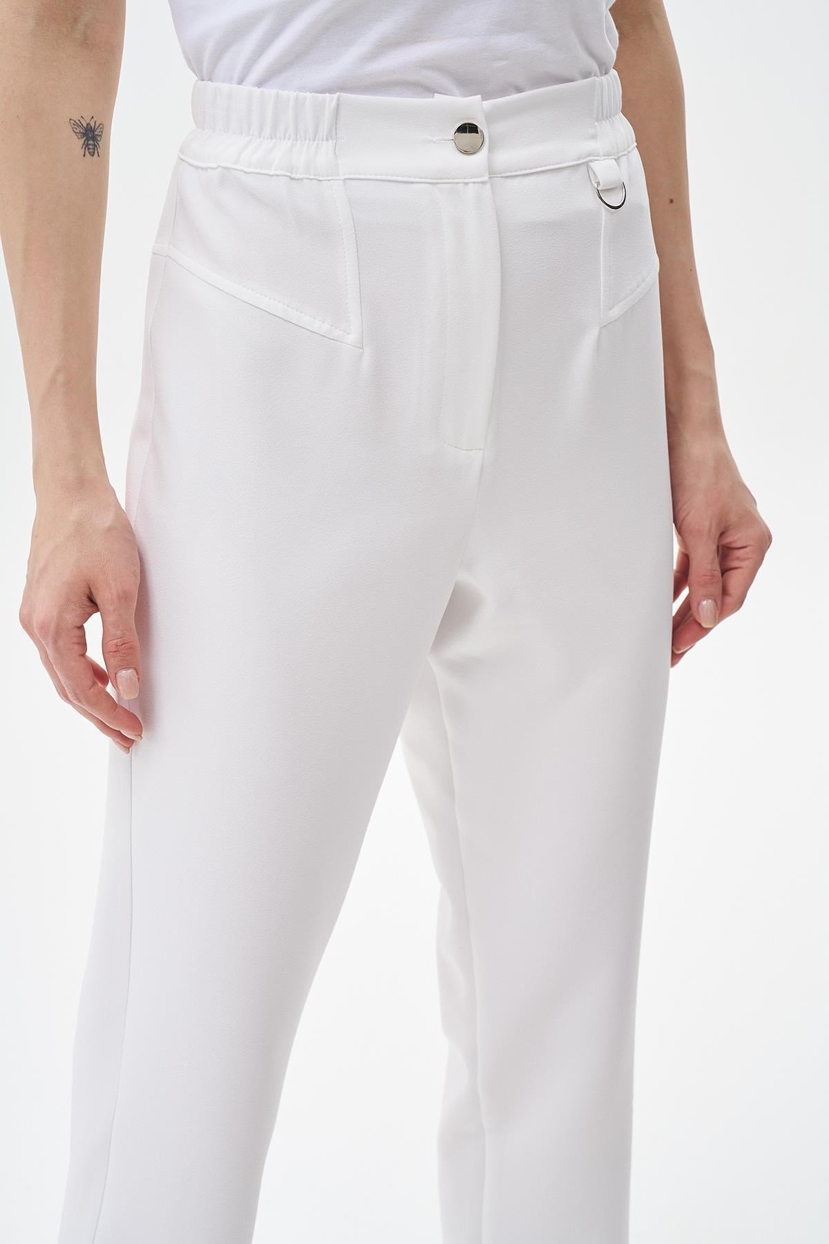 Beli Lastikli Pantolon Ekru 24YT211