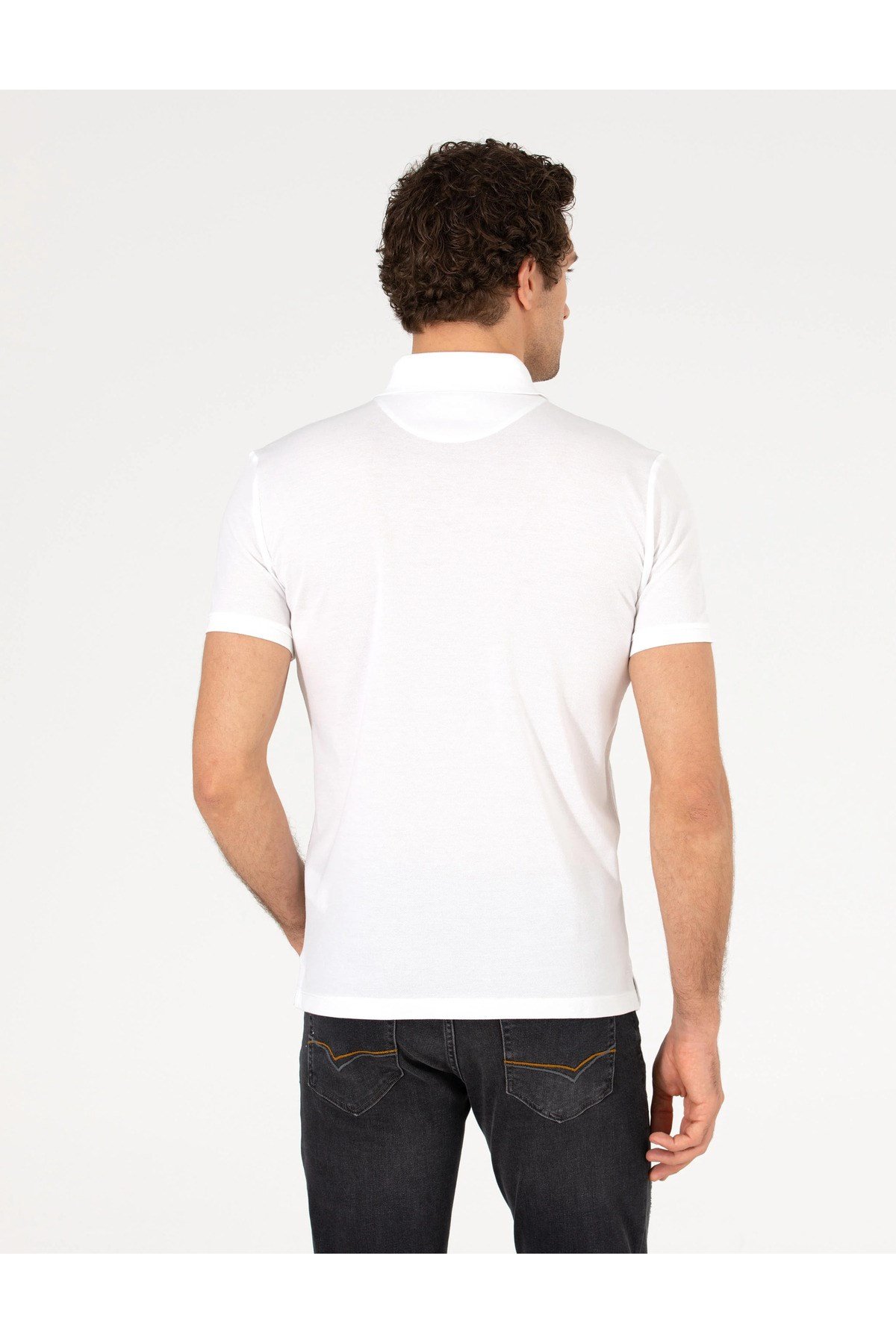 Beyaz Polo Yaka Slim Fit Basic T-Shirt G051SZ011.000.1592189.VR013