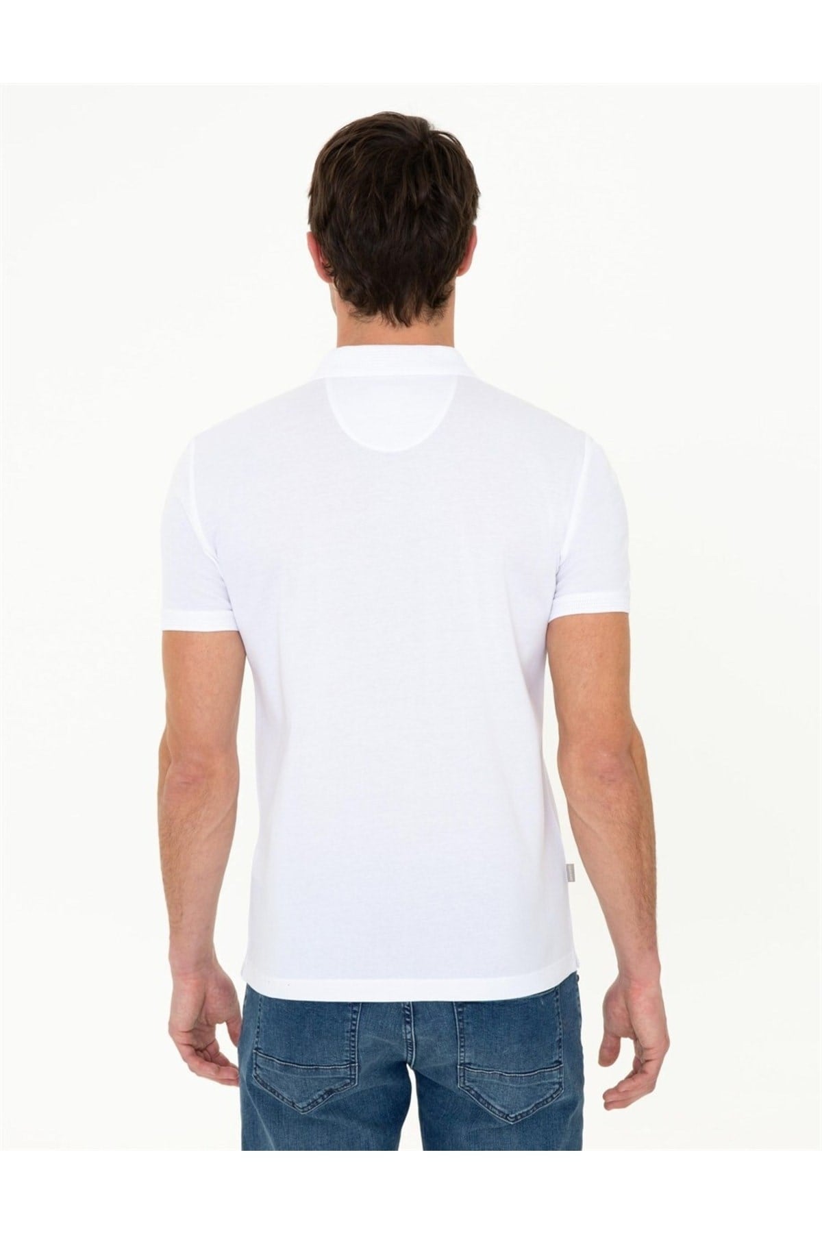 Beyaz Slim Fit Basic Polo Yaka T-sirt
