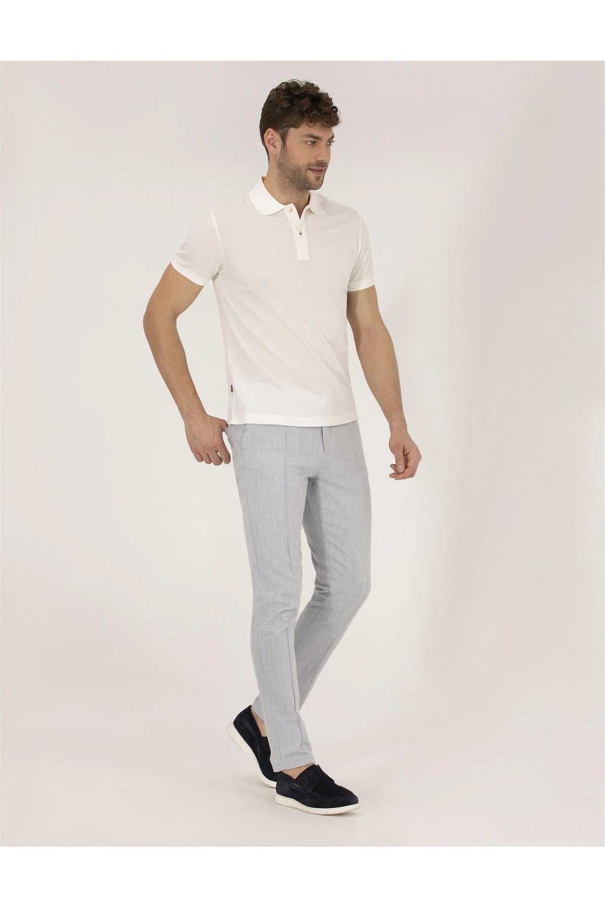 Beyaz Slim Fit Polo Yaka Merserize Tişört G021SZ011.000.1567290.VR013