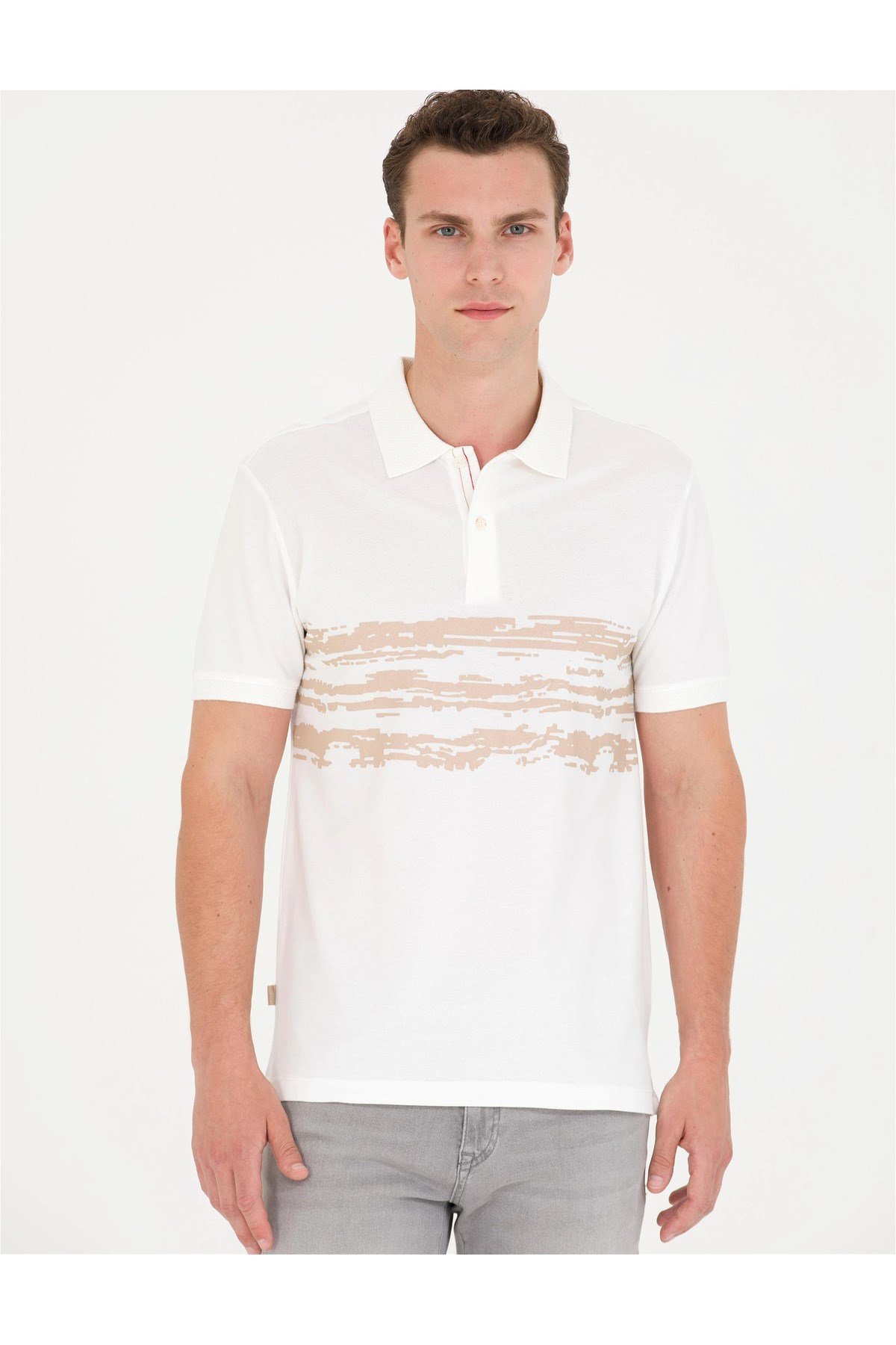 Beyaz Slim Fit Polo Yaka Tişört G021SZ011.000.1577959.VR019