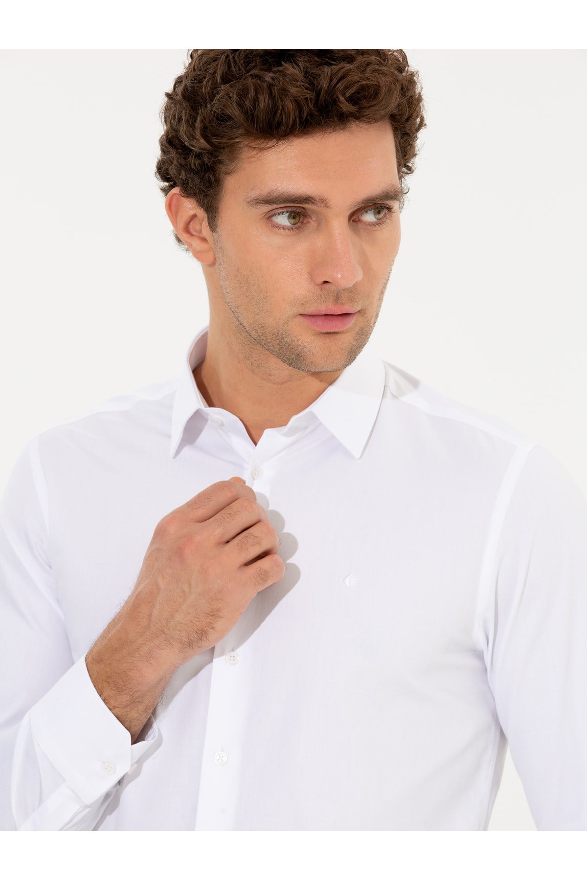 Beyaz Slim Fit Uzun Kollu Basic Gömlek 50268497-VR013