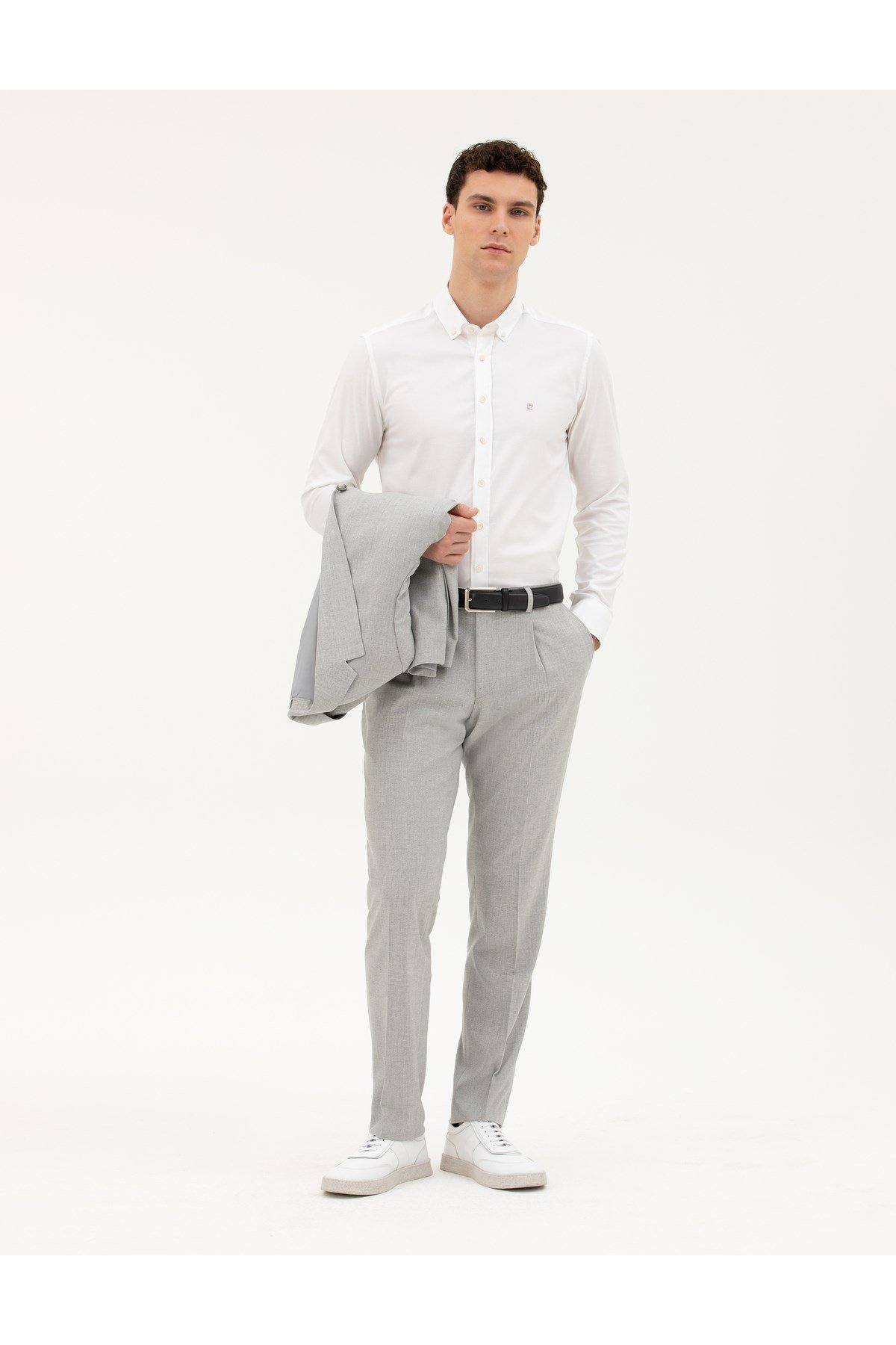 Beyaz Slim Fit Uzun Kollu Gömlek