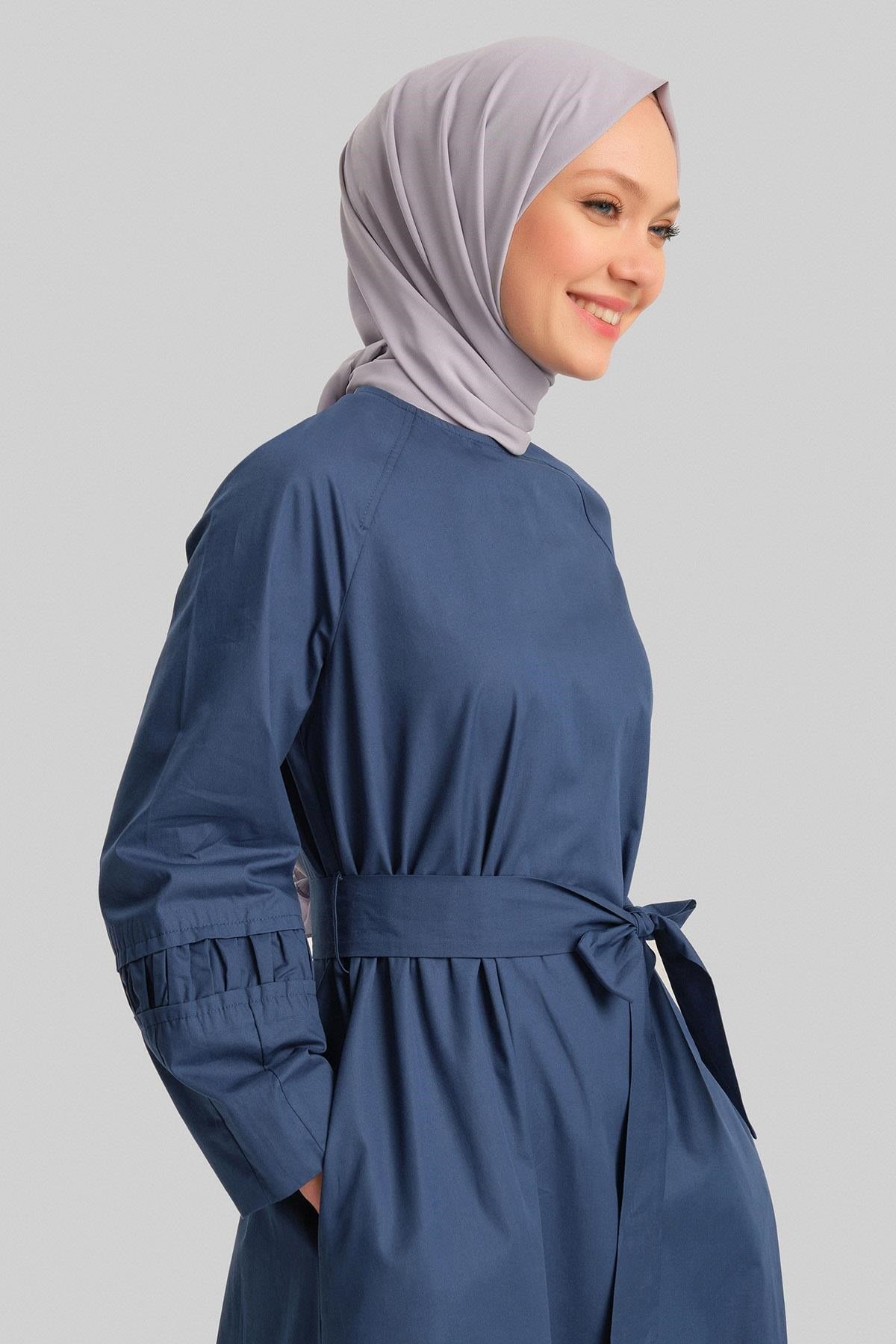 Büzgü Detaylı Elbise 24y9825 Indigo