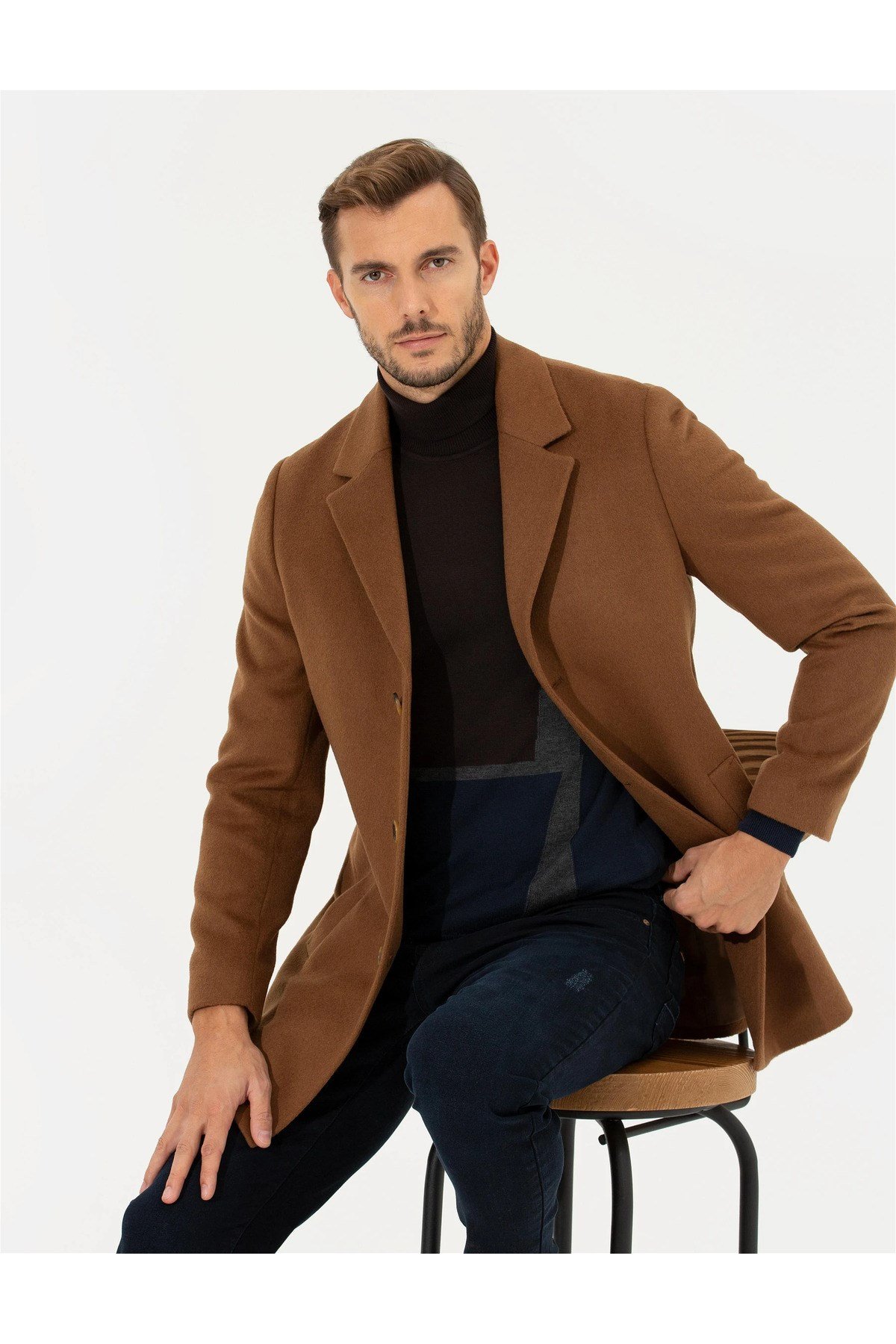 Camel Ex. Slim Fit Kaşe Kaban 1500570