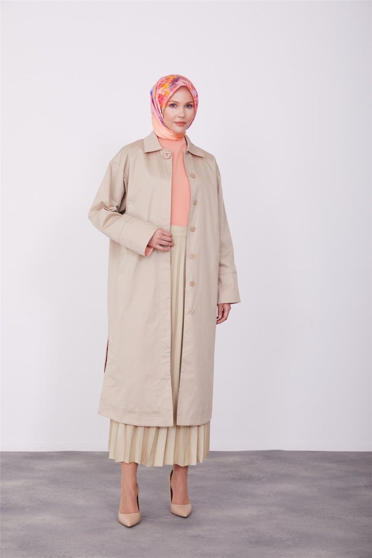 Çift Renk Detayları Olan Kap 23k7023 Latte