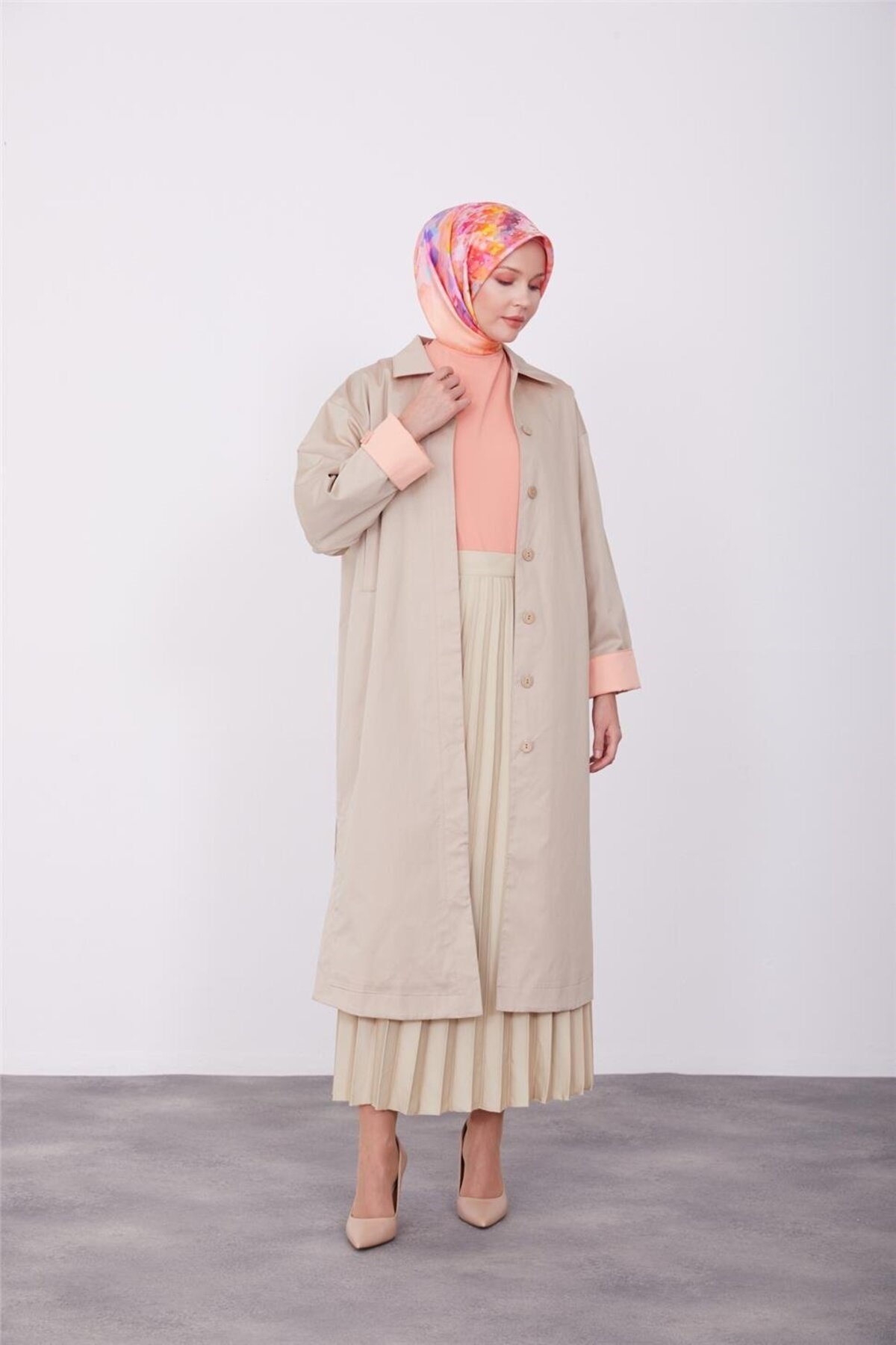 Çift Renk Detayları Olan Kap 23k7023 Latte