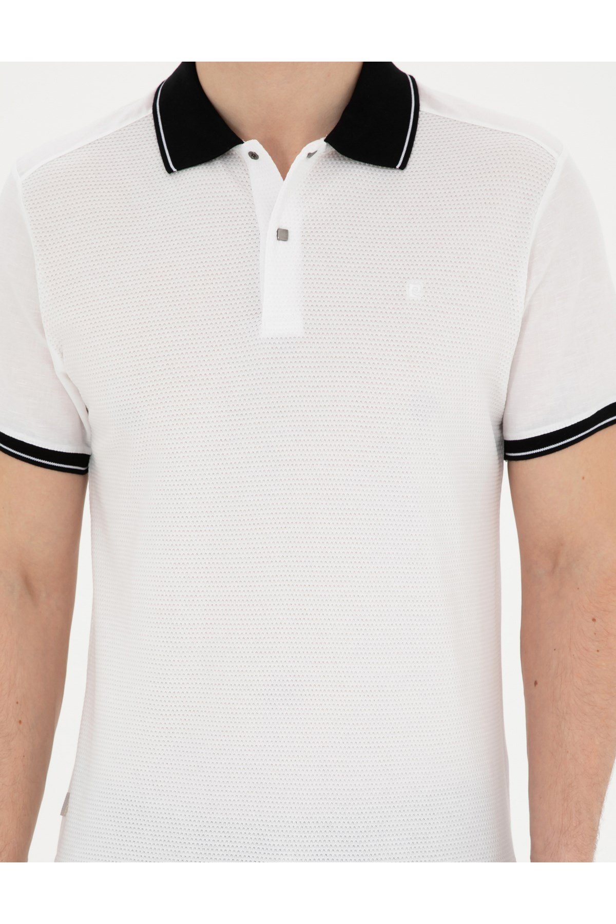 Dokuma kumaş polo yaka  Beyaz T-shirt