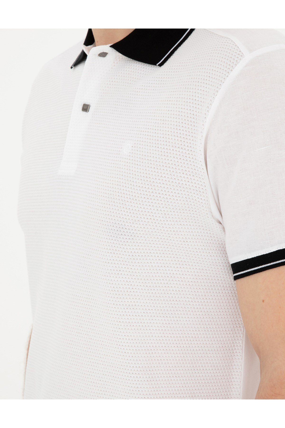 Dokuma kumaş polo yaka  Beyaz T-shirt