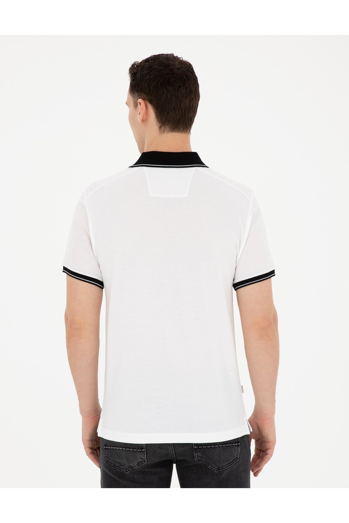 Dokuma kumaş polo yaka  Beyaz T-shirt