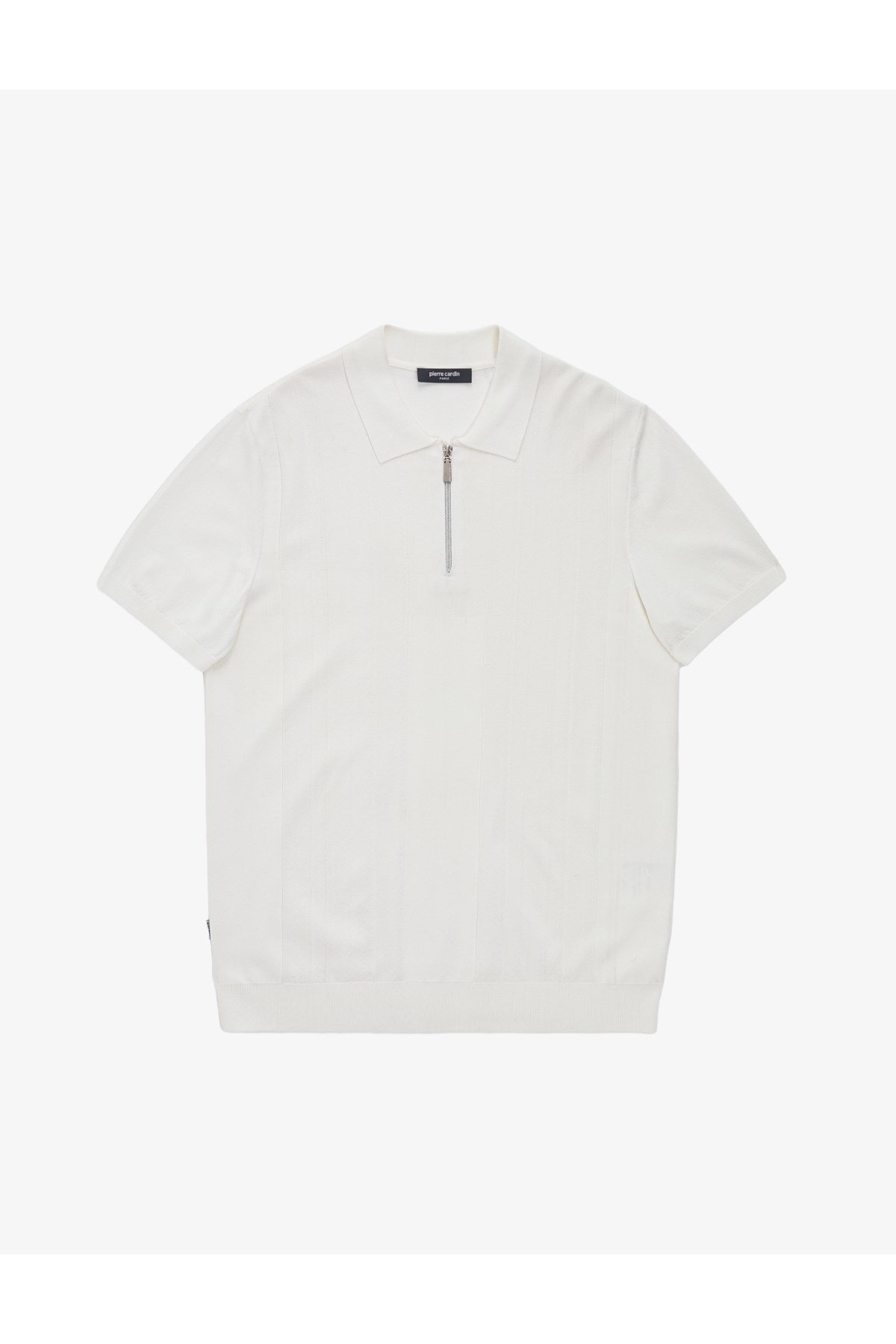 Ekru Slim Fit Polo Yaka Fermuarlı Triko Tişört 50320793-VR019