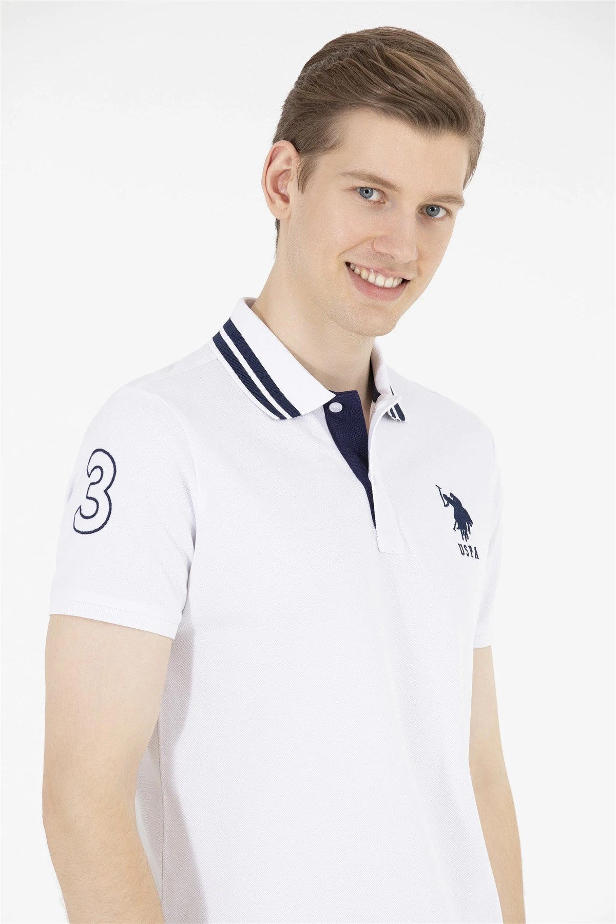 Erkek Beyaz Basic Polo Yaka Tişört G081GL011.000.1571222.VR013