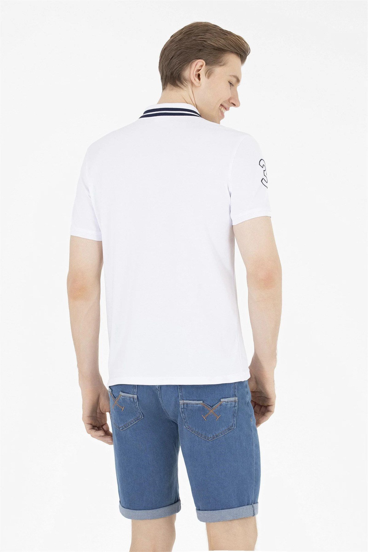 Erkek Beyaz Basic Polo Yaka Tişört G081GL011.000.1571222.VR013