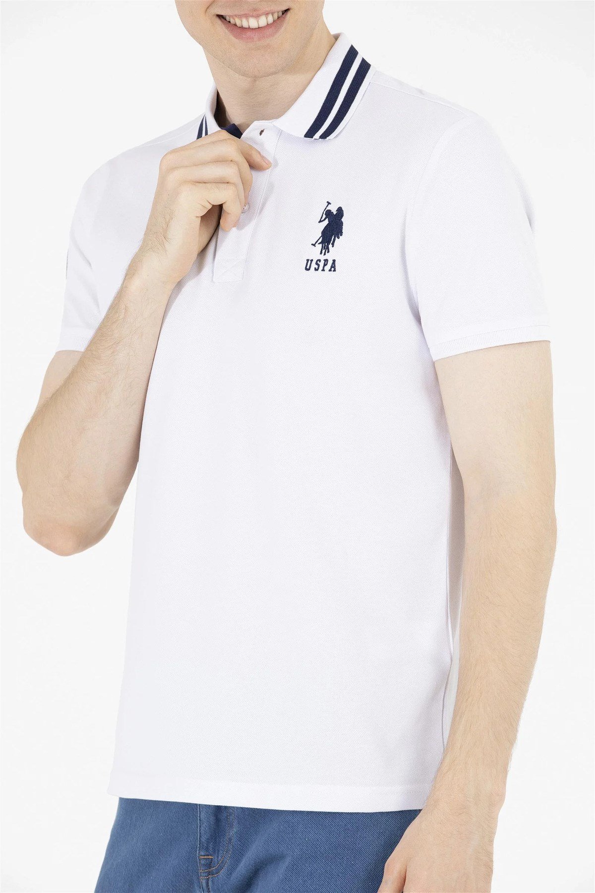 Erkek Beyaz Basic Polo Yaka Tişört G081GL011.000.1571222.VR013