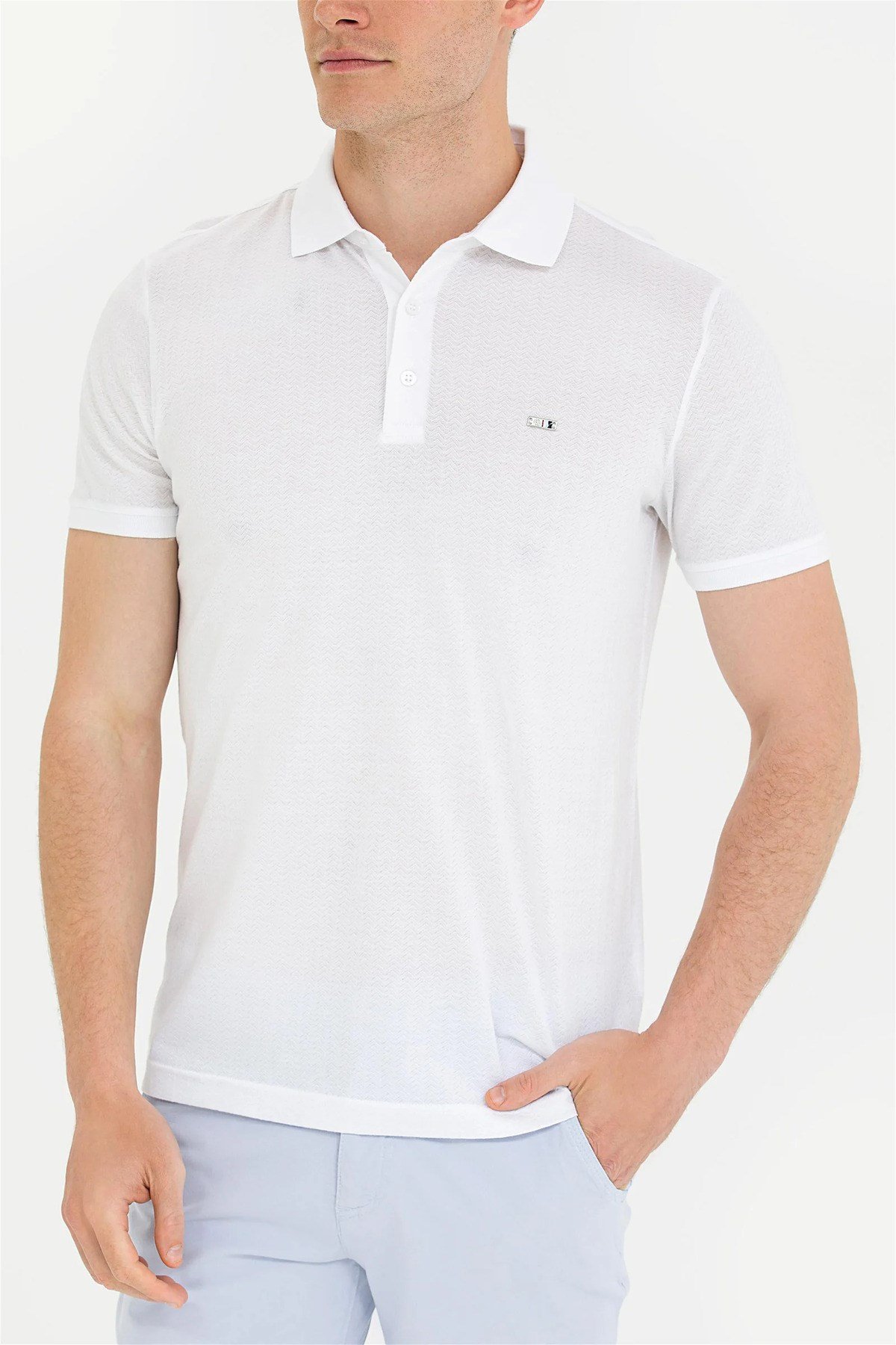 Erkek Beyaz Polo Yaka Tişört G081SZ011.000.1573404.VR013