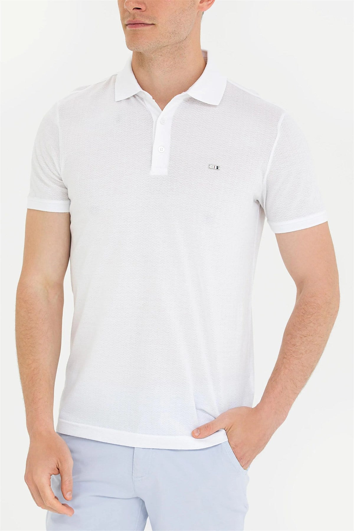 Erkek Beyaz Polo Yaka Tişört G081SZ011.000.1573404.VR013