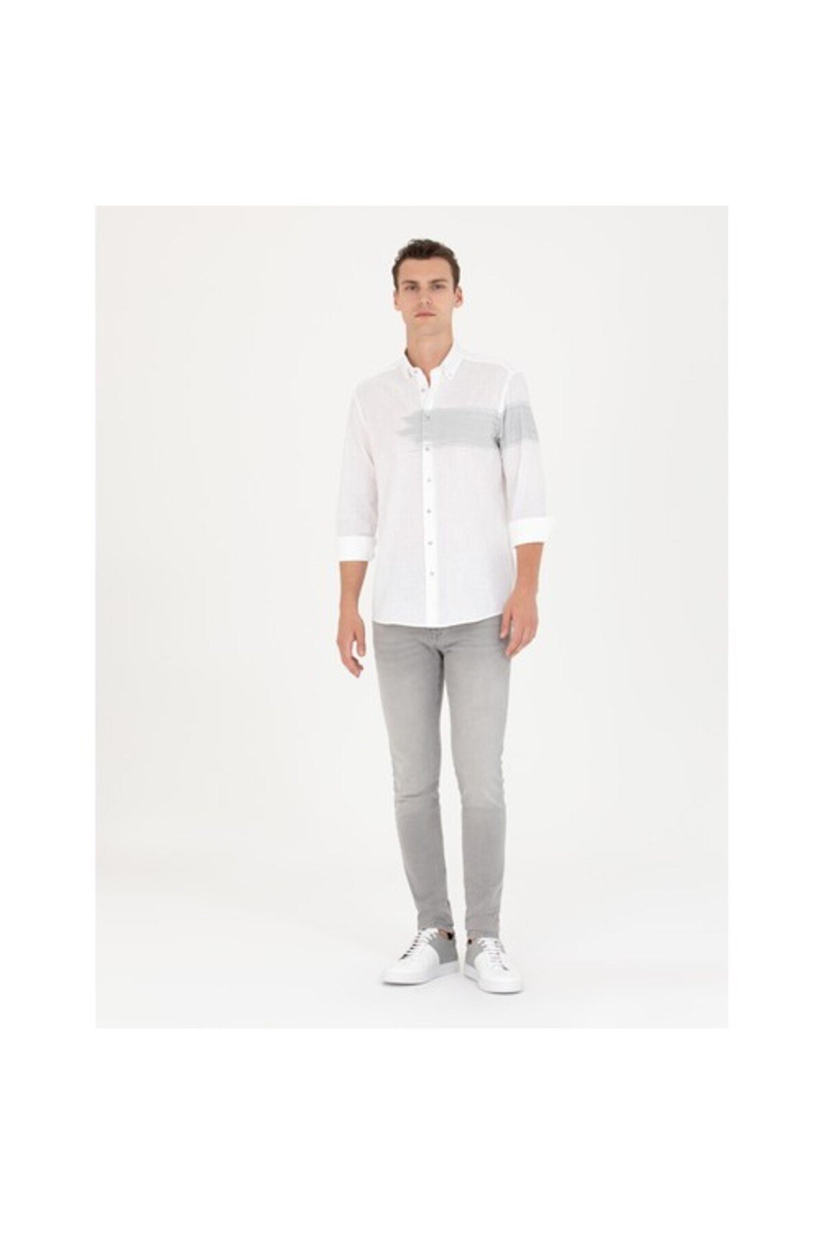 Erkek Gri Regular Fit Uzun Kollu Gömlek 50265591-vr024