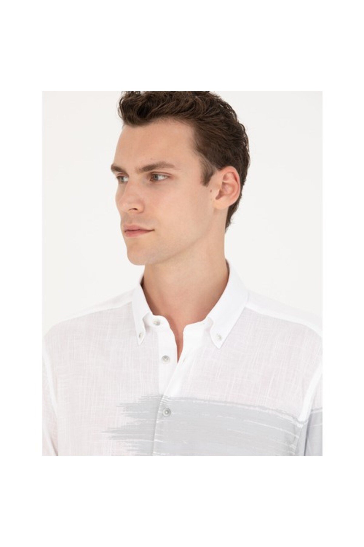 Erkek Gri Regular Fit Uzun Kollu Gömlek 50265591-vr024