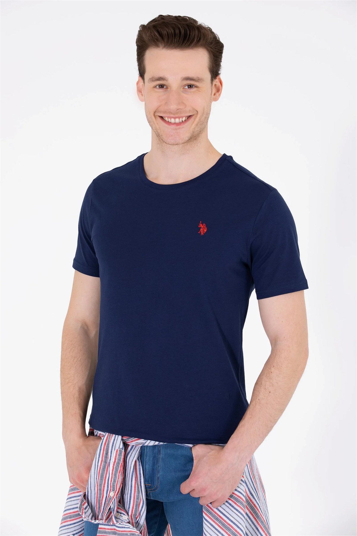 Erkek Lacivert Basic Bisiklet Yaka Tişört G081SZ011.000.1571032.VR033
