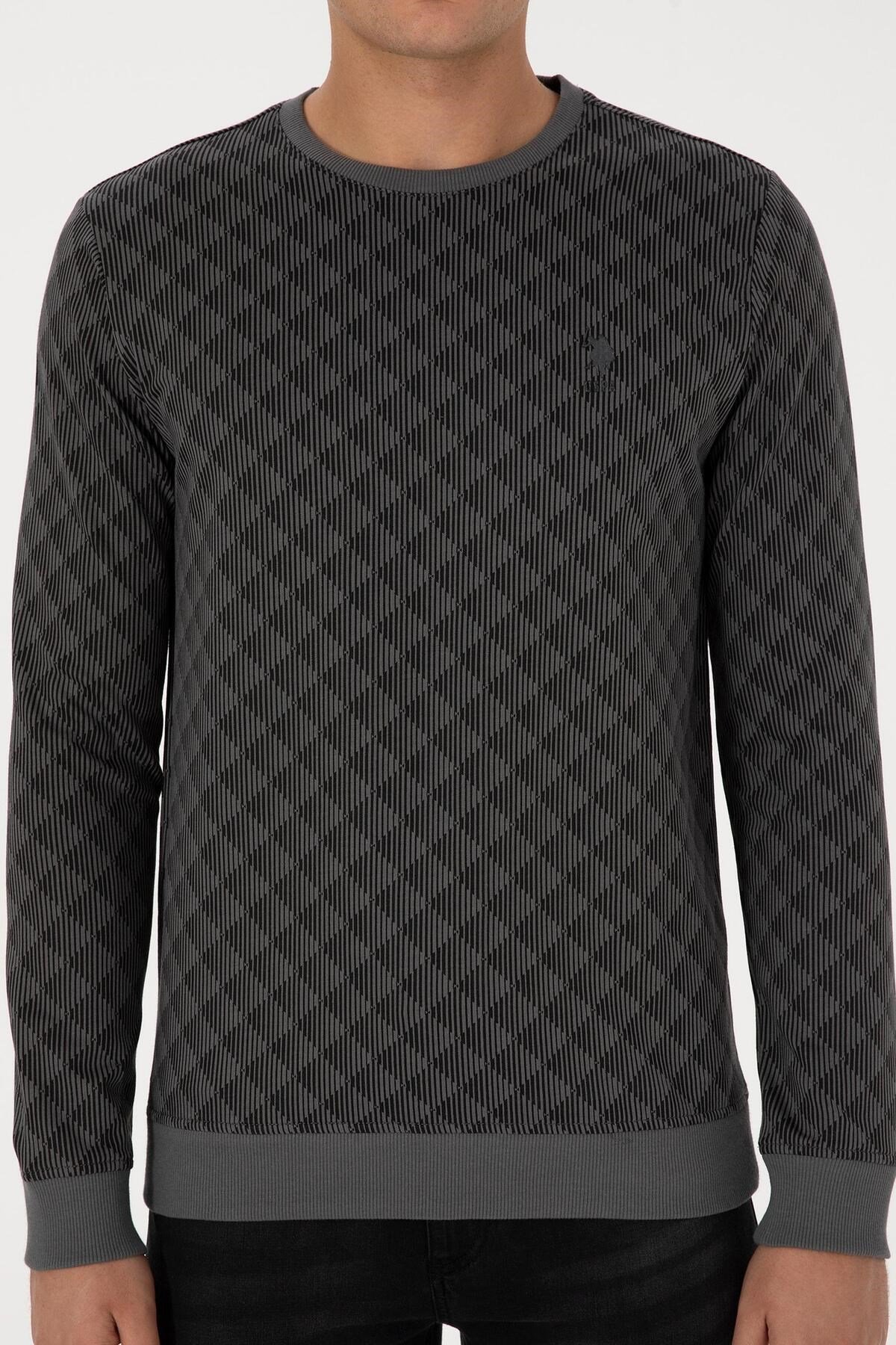 Erkek Regular Fit Bisiklet Yaka %100 Pamuk Antrasit Sweatshirt 2245989