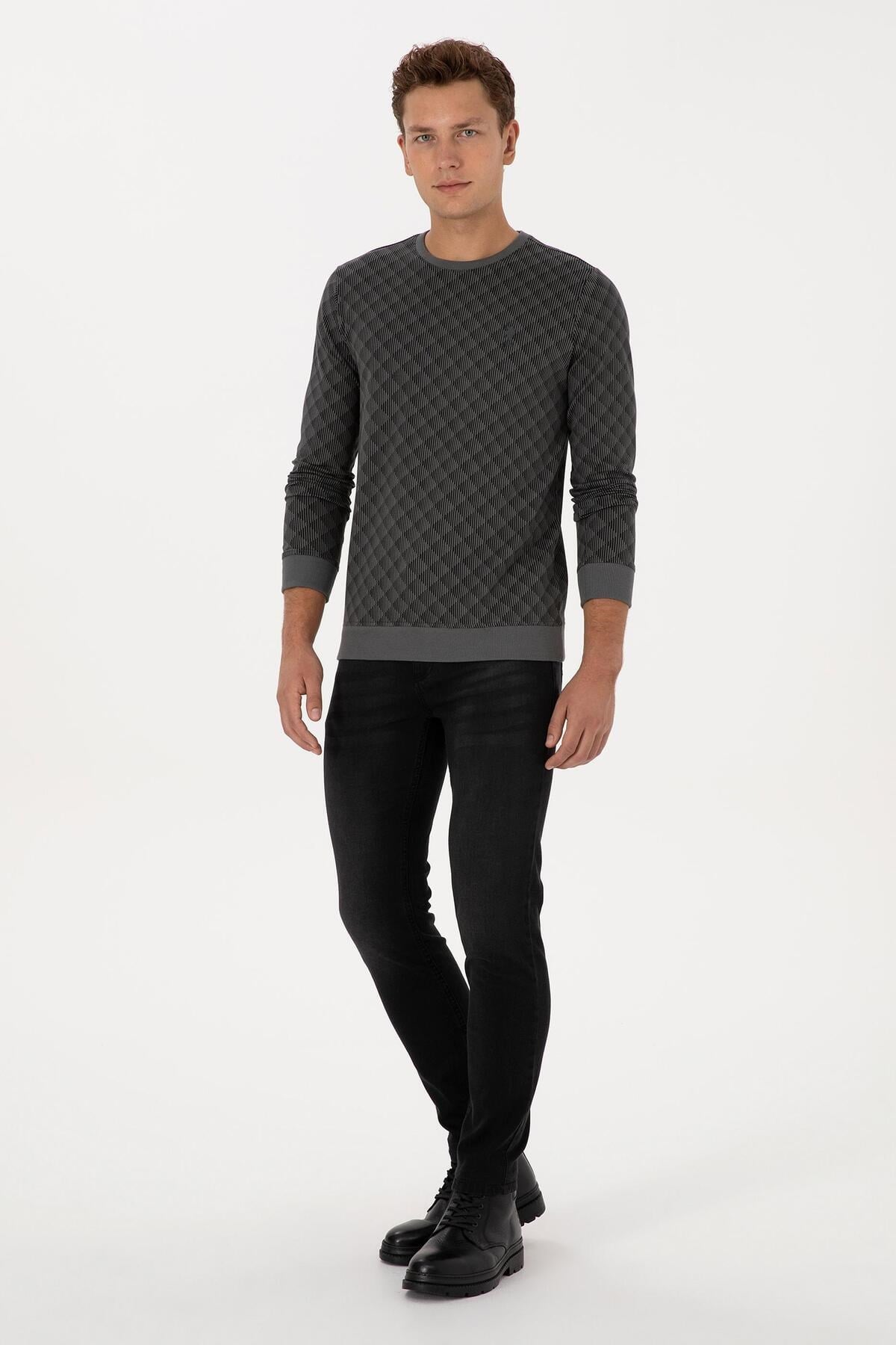 Erkek Regular Fit Bisiklet Yaka %100 Pamuk Antrasit Sweatshirt 2245989
