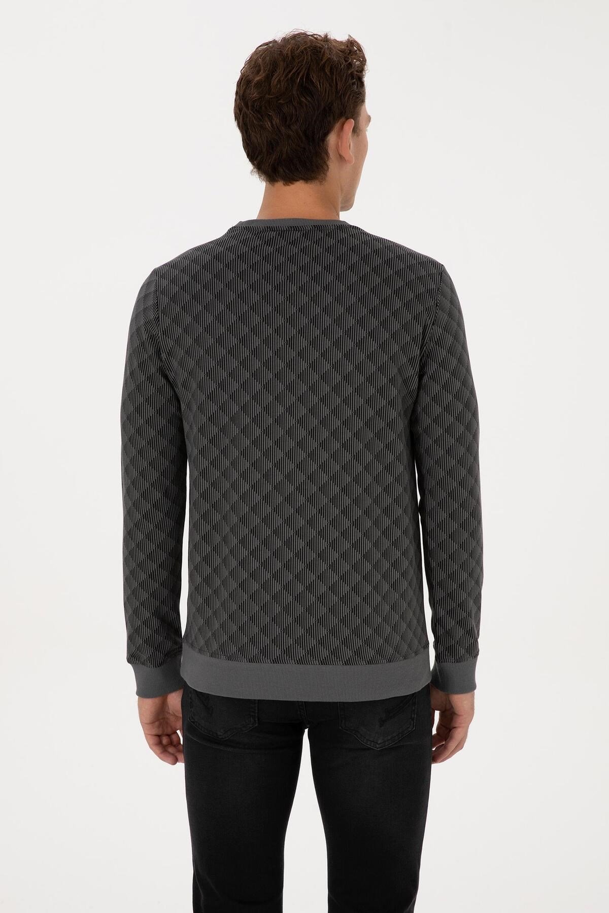 Erkek Regular Fit Bisiklet Yaka %100 Pamuk Antrasit Sweatshirt 2245989