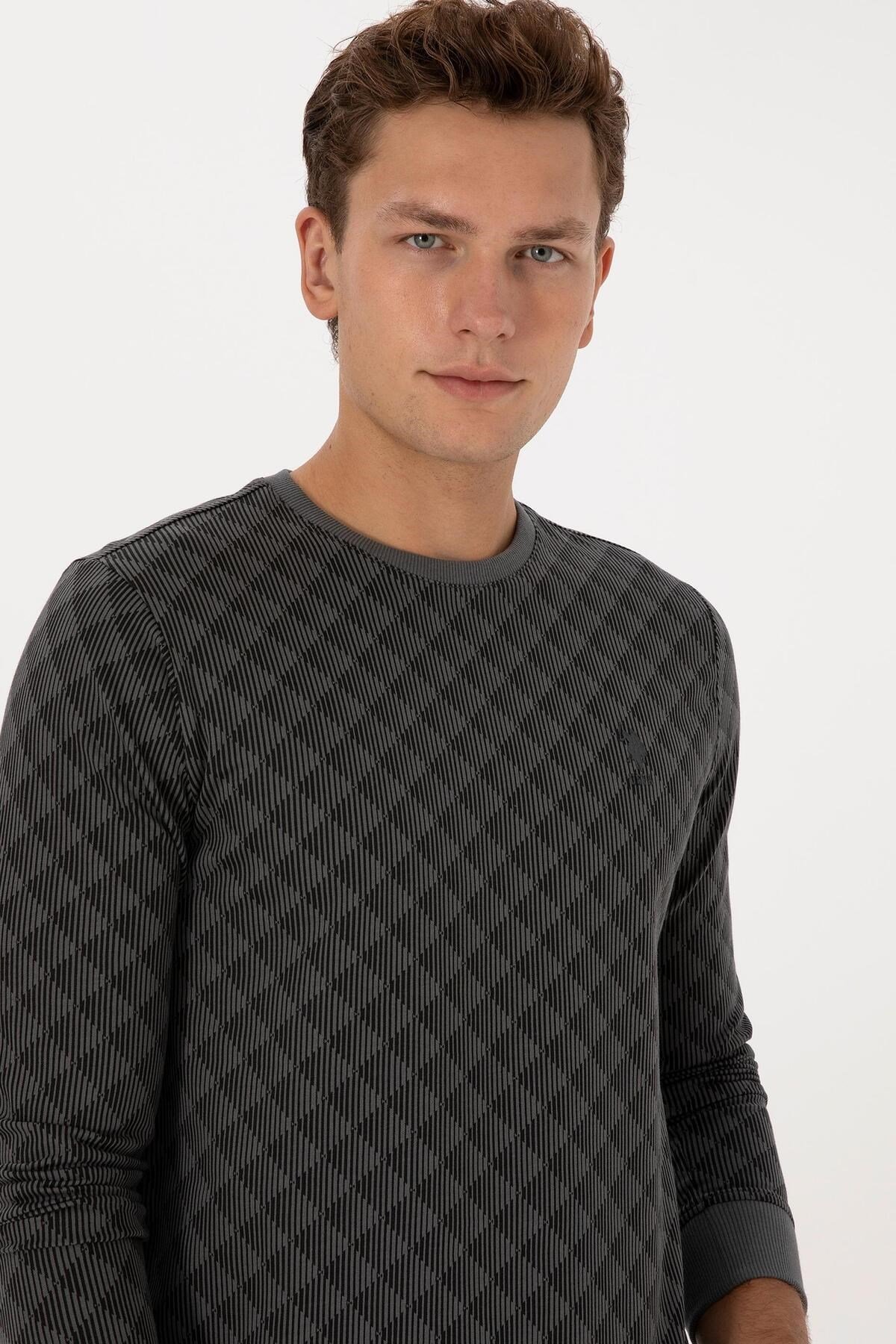 Erkek Regular Fit Bisiklet Yaka %100 Pamuk Antrasit Sweatshirt 2245989
