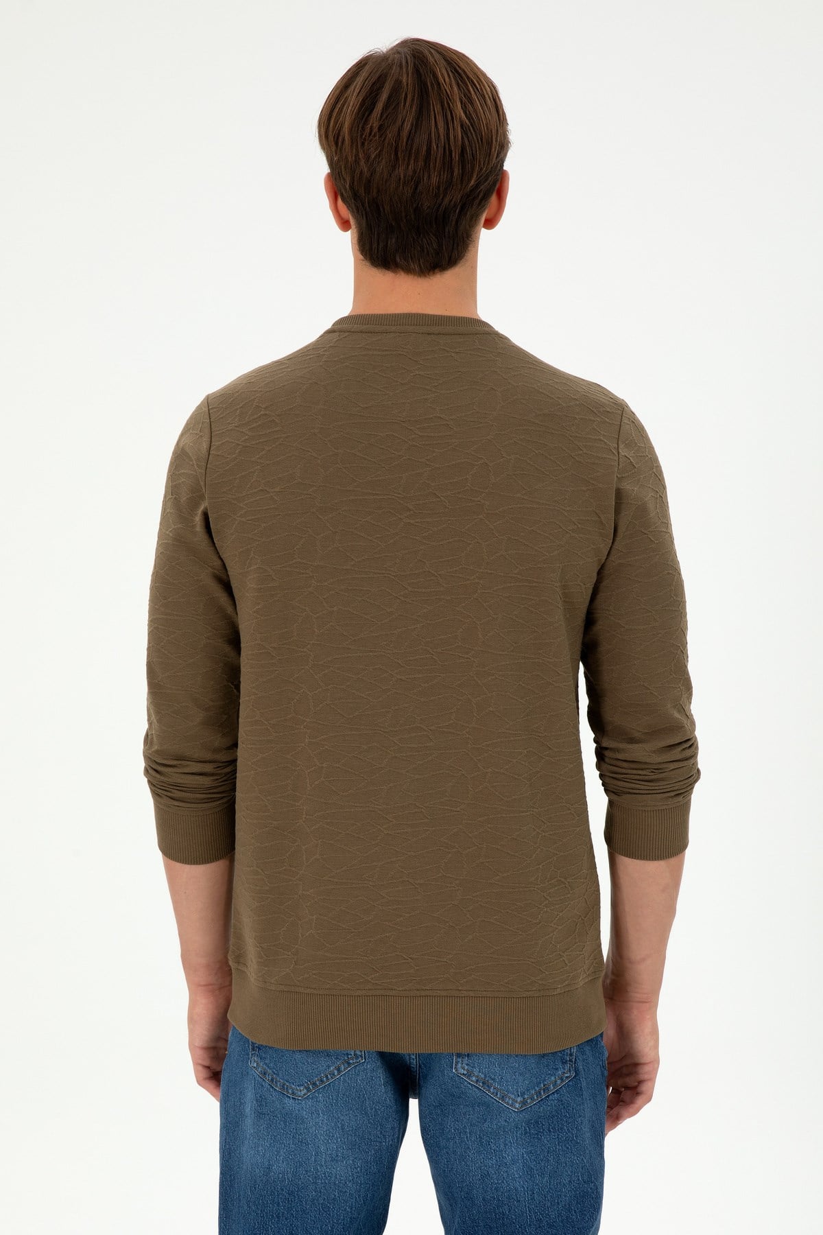 Erkek Regular Fit Bisiklet Yaka Haki Sweatshirt 1945735