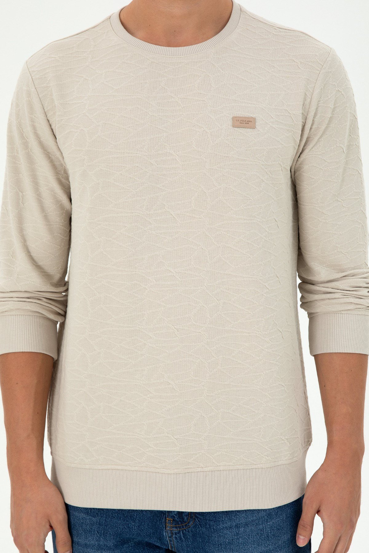 Erkek Regular Fit Bisiklet Yaka Haki Sweatshirt 1945735