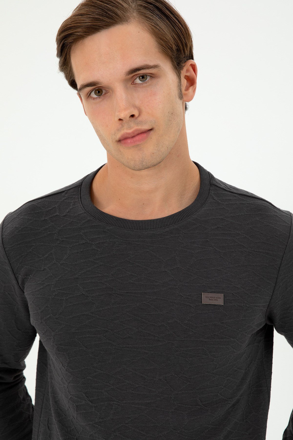 Erkek Regular Fit Bisiklet Yaka Haki Sweatshirt 1945735