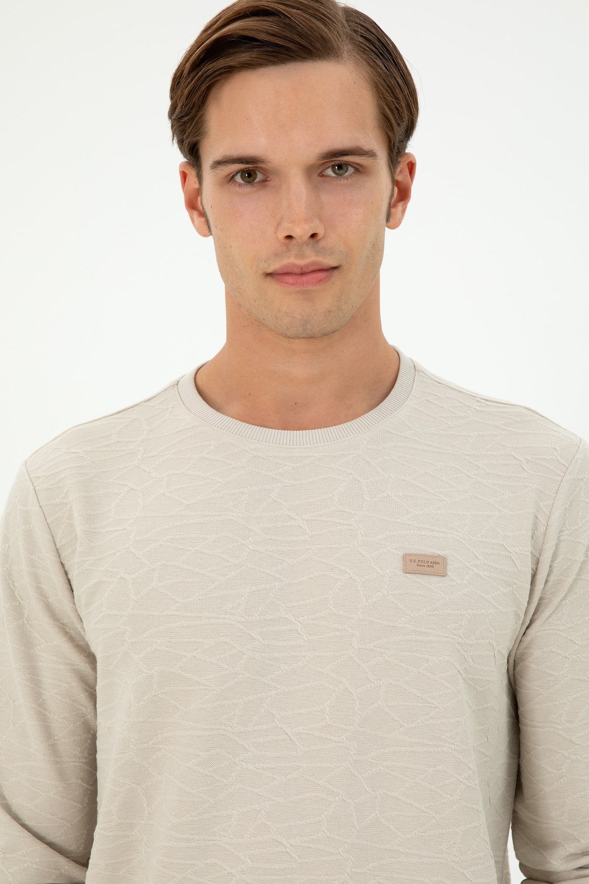 Erkek Regular Fit Bisiklet Yaka Haki Sweatshirt 1945735