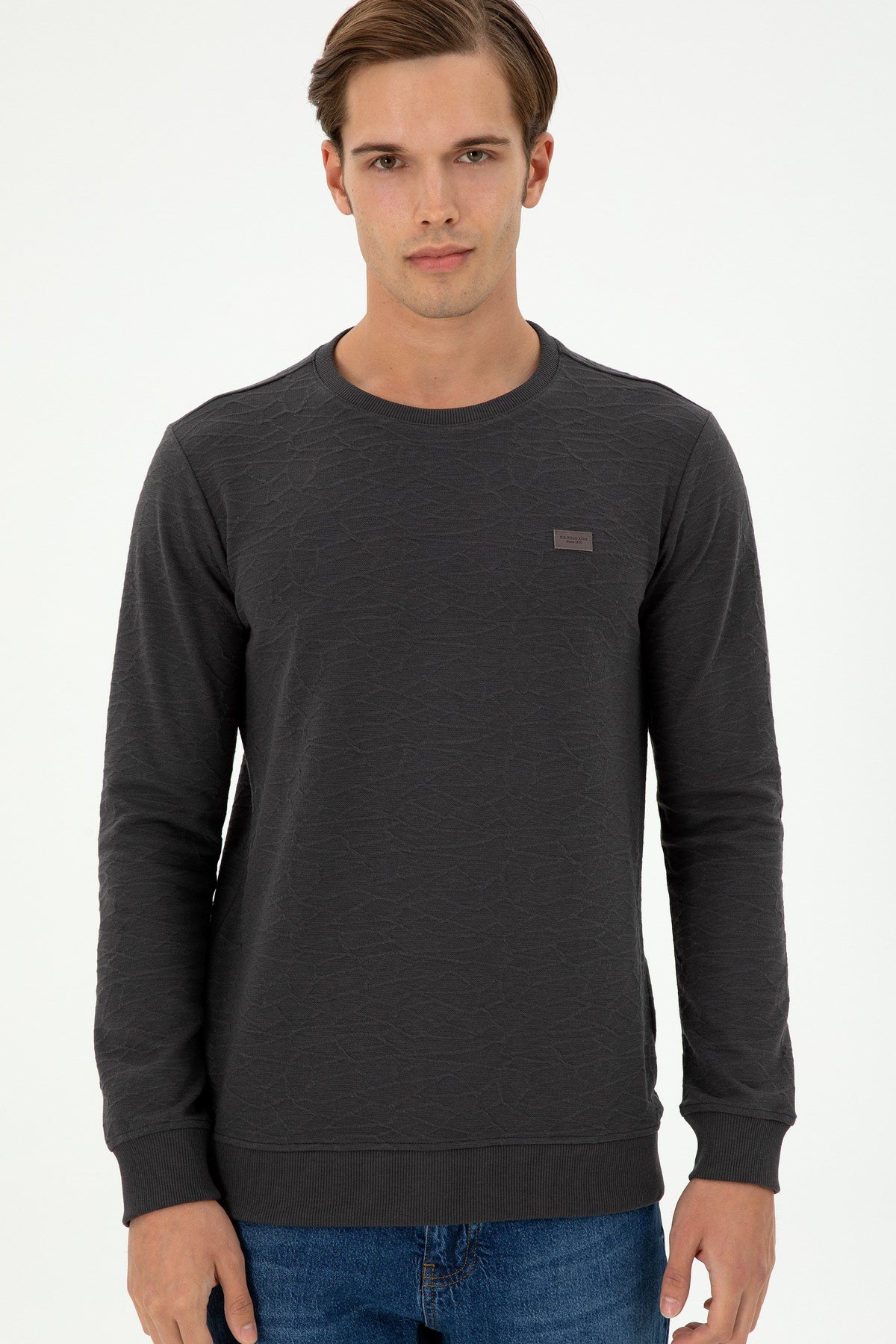 Erkek Regular Fit Bisiklet Yaka Haki Sweatshirt 1945735