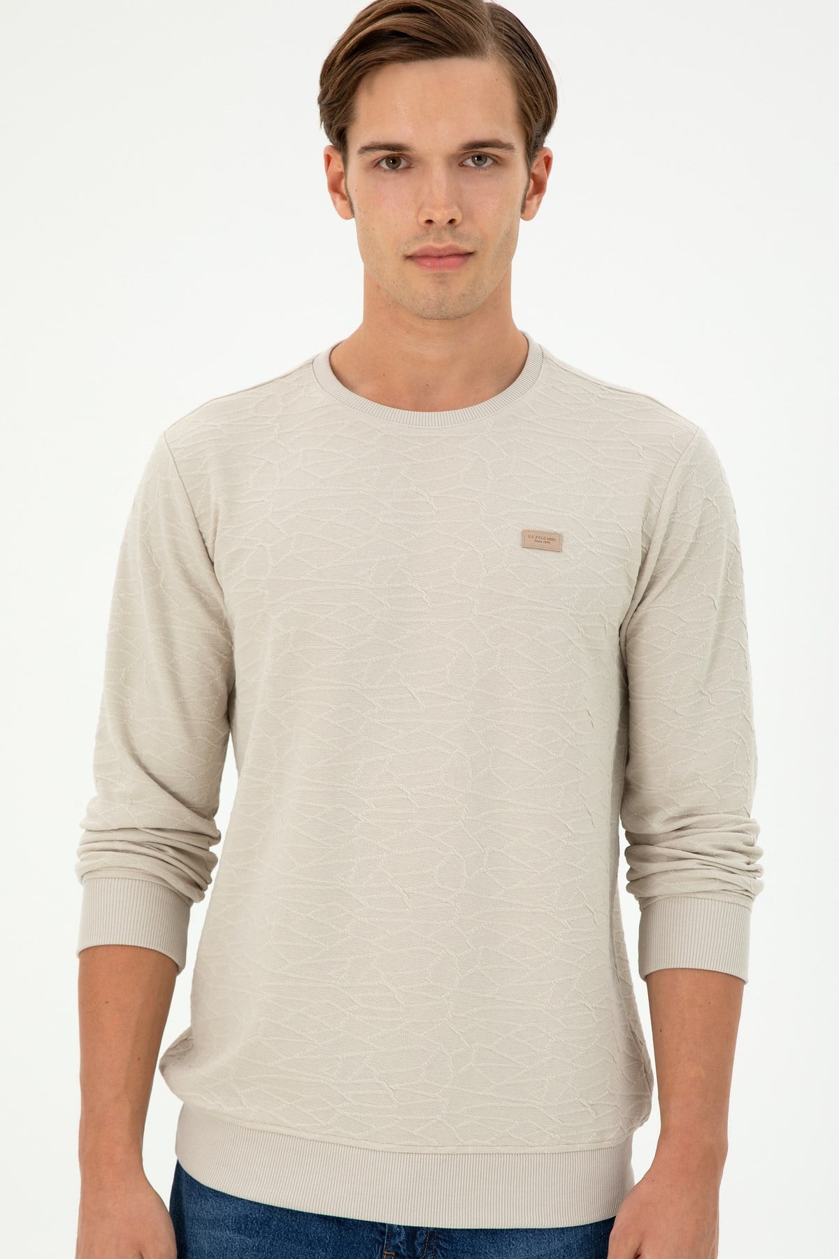 Erkek Regular Fit Bisiklet Yaka Haki Sweatshirt 1945735