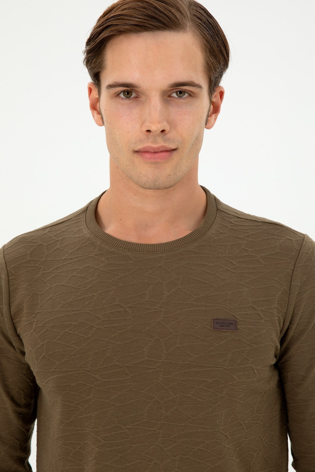 Erkek Regular Fit Bisiklet Yaka Haki Sweatshirt 1945735