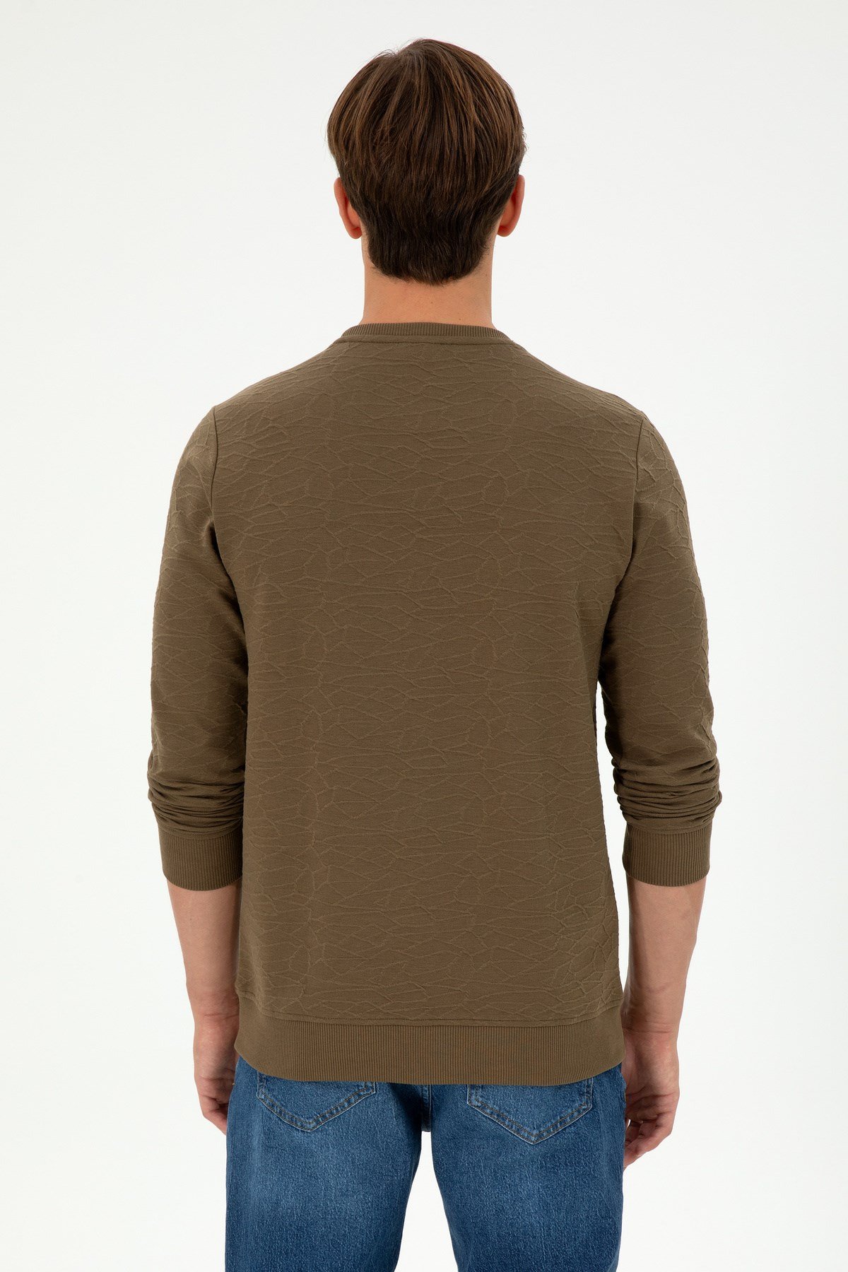 Erkek Regular Fit Bisiklet Yaka Haki Sweatshirt 1945735