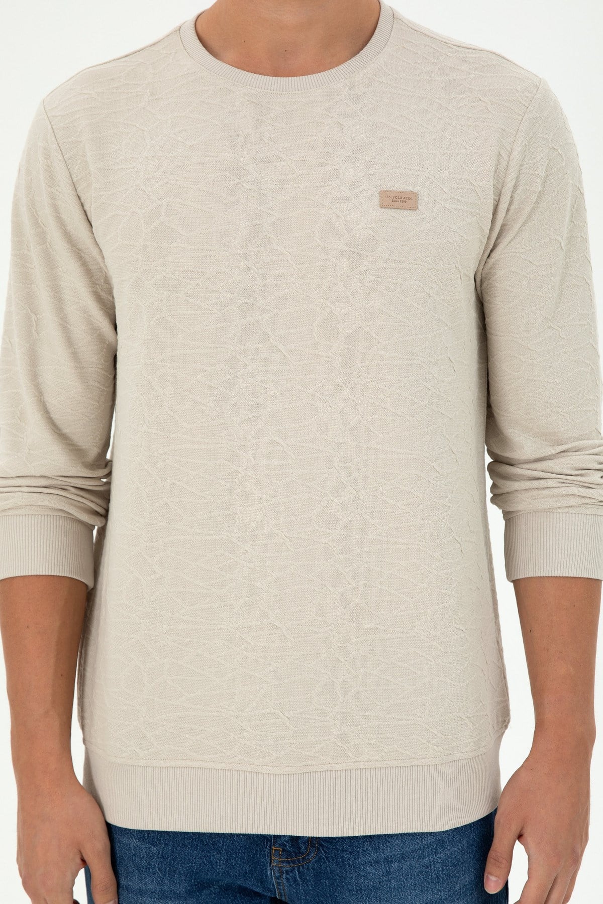 Erkek Regular Fit Bisiklet Yaka Haki Sweatshirt 1945735