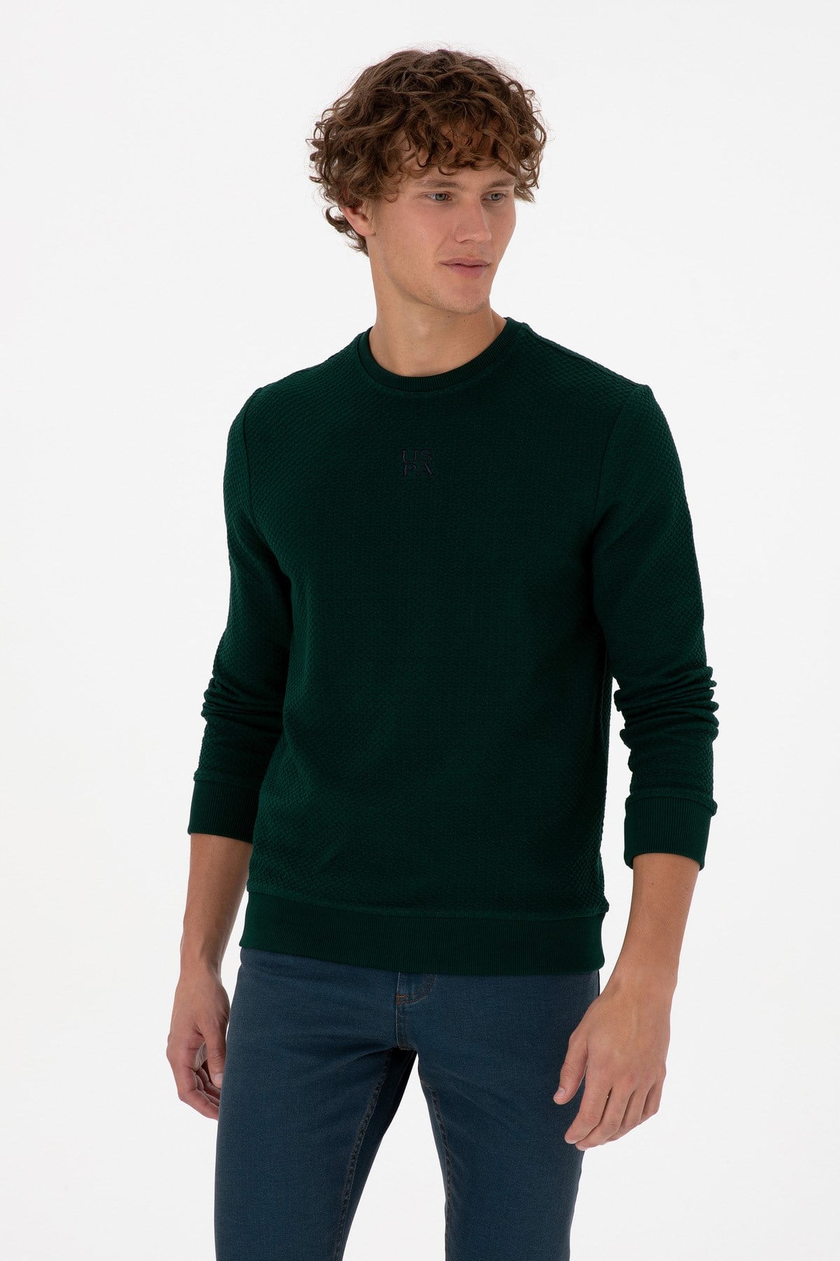 Erkek Regular Fit Bisiklet Yaka Krem Sweatshirt 2237151