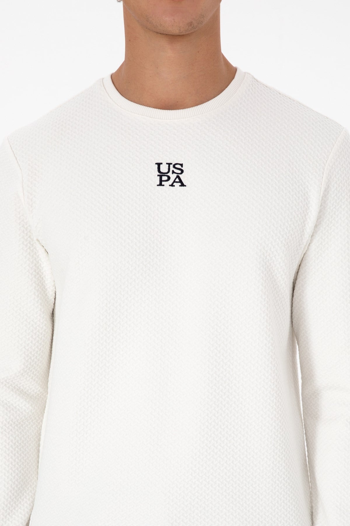 Erkek Regular Fit Bisiklet Yaka Krem Sweatshirt 2237151