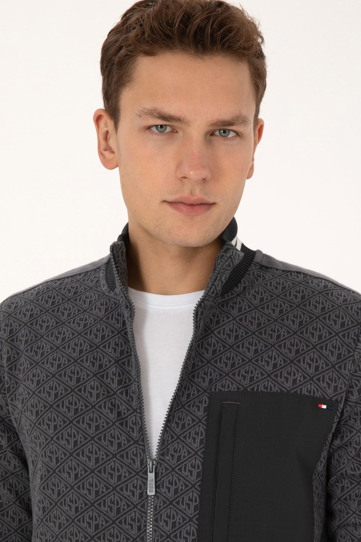 Erkek Regular Fit Gri Fermuarlı Örme Hırka 50309985-VR024