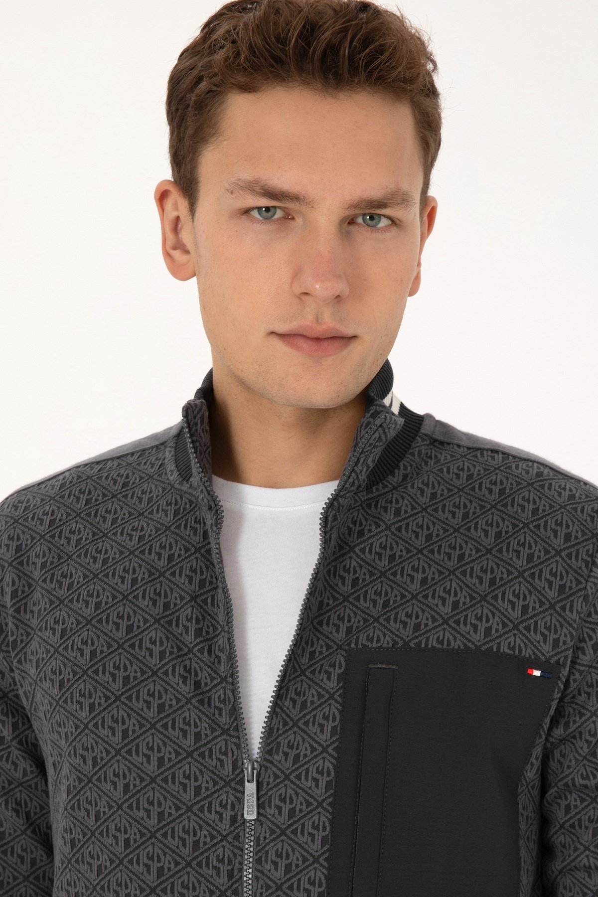 Erkek Regular Fit Gri Fermuarlı Örme Hırka 50309985-VR024