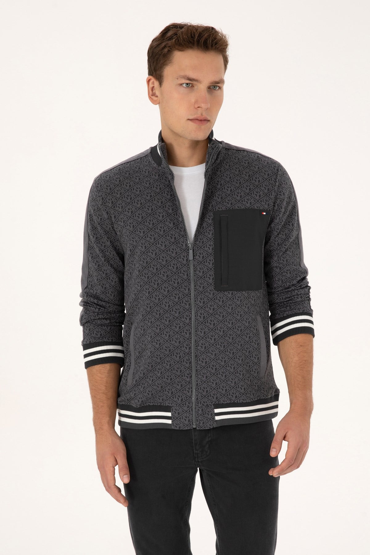 Erkek Regular Fit Gri Fermuarlı Örme Hırka 50309985-VR024