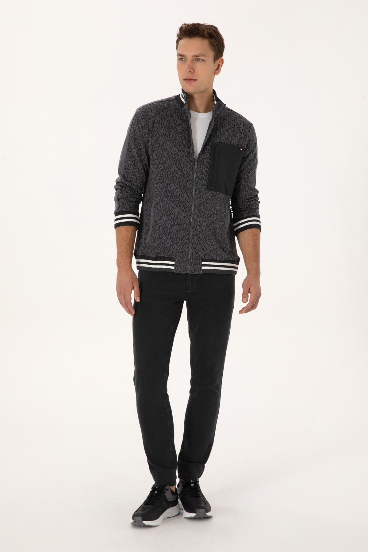 Erkek Regular Fit Gri Fermuarlı Örme Hırka 50309985-VR024